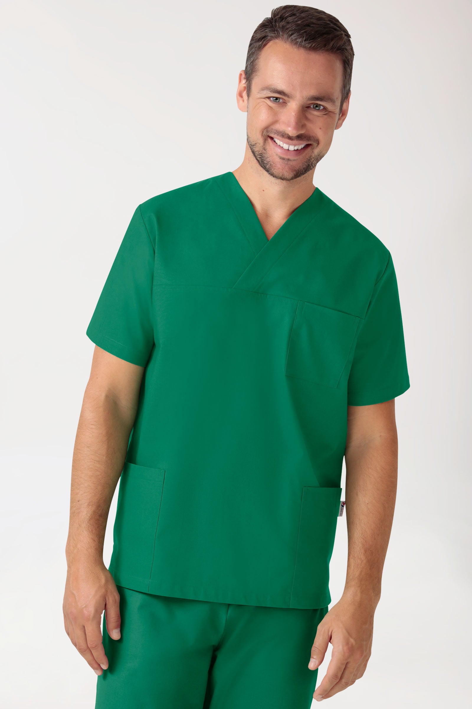 Katoenen oversteektuniek unisex - 2-pack groen, Voorzijde view 