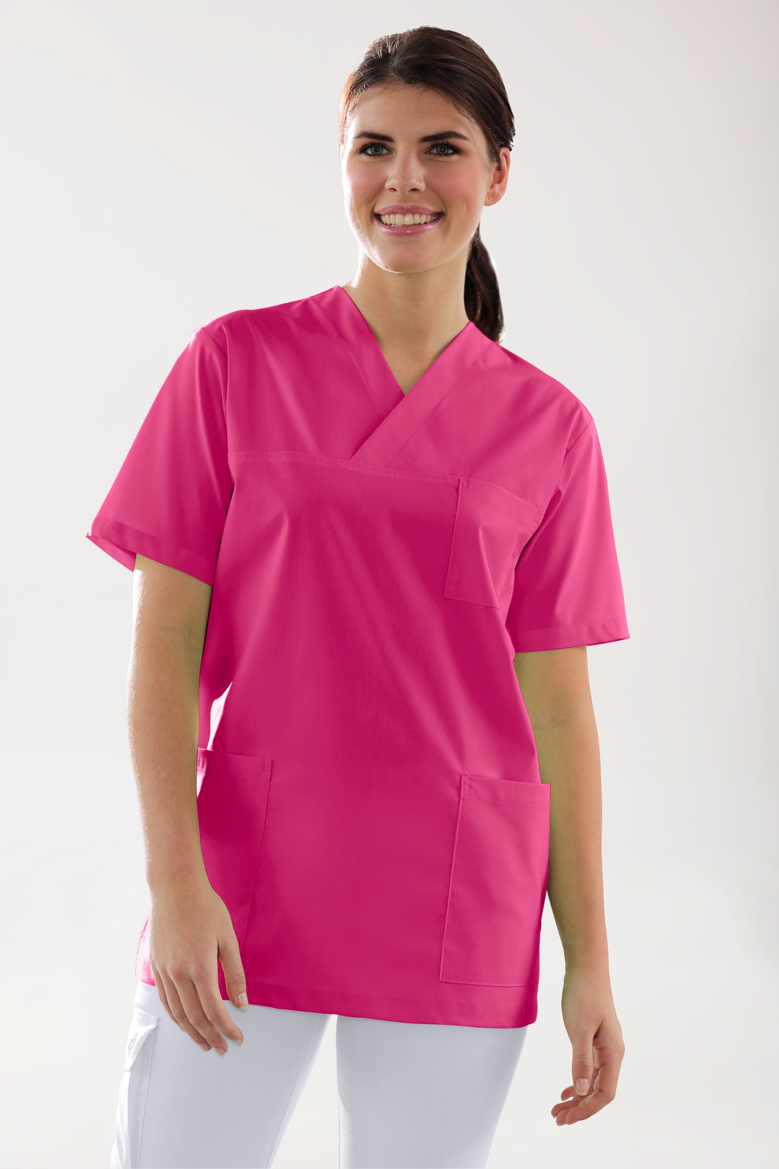 Stretch oversteektuniek unisex - V-hals pink, Voorzijde view 