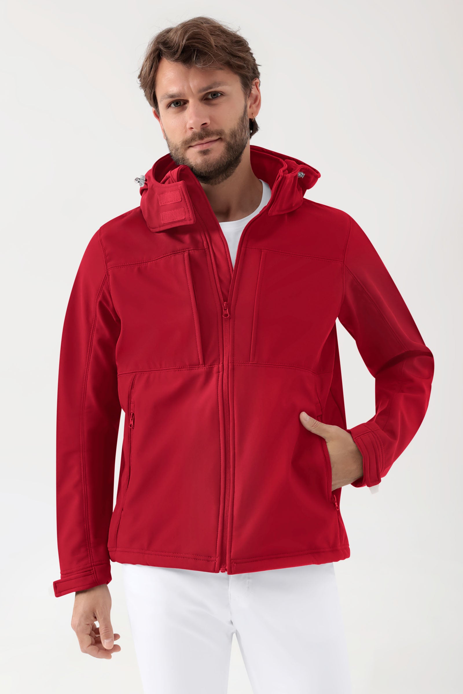 Softshell jas unisex - met capuchon rood