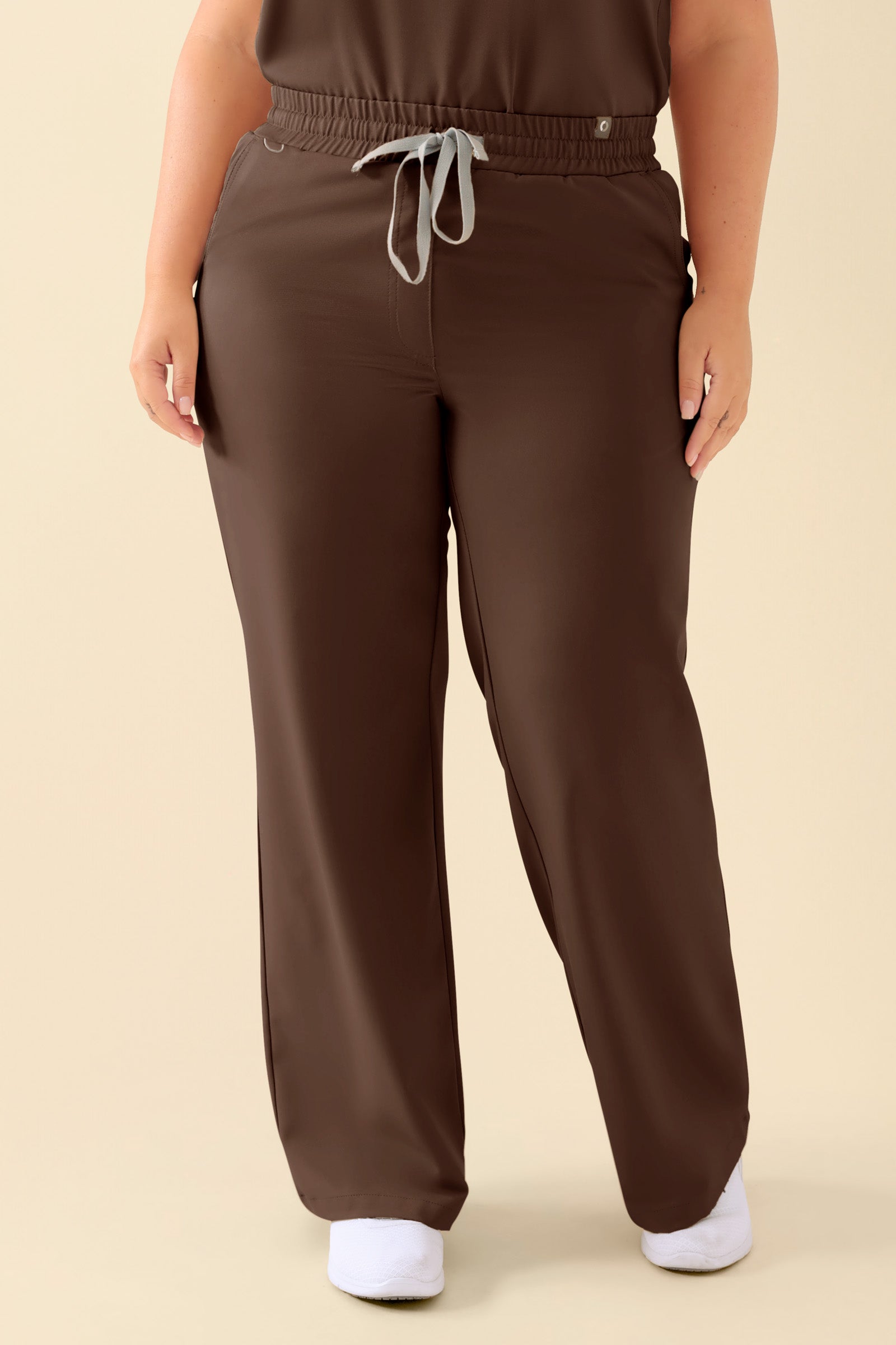 KAERE broek dames - wijd been coffee, Voorzijde view 