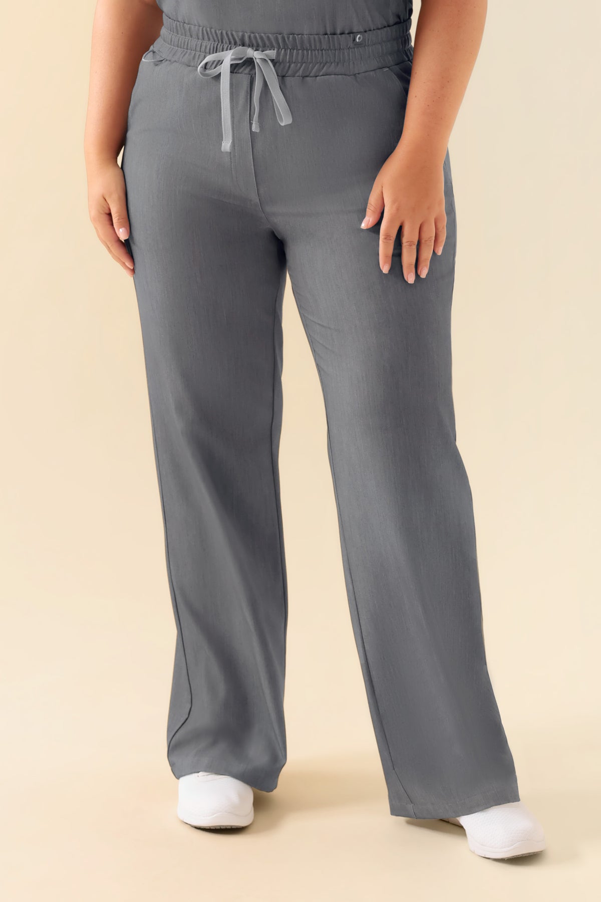KAERE broek dames - wijd been grijs melange, Voorzijde view 
