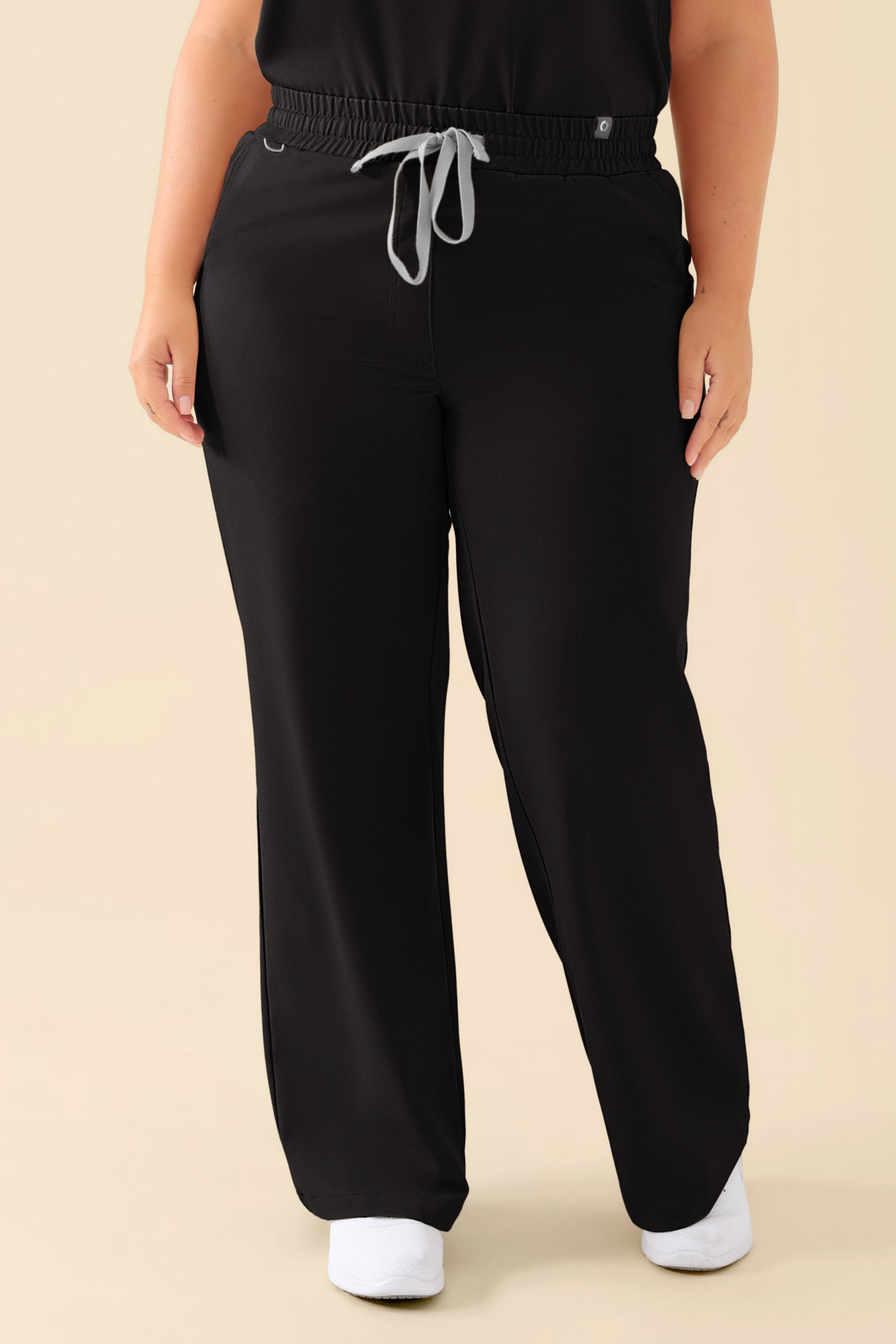 KAERE broek dames - wijd been zwart, Voorzijde view 