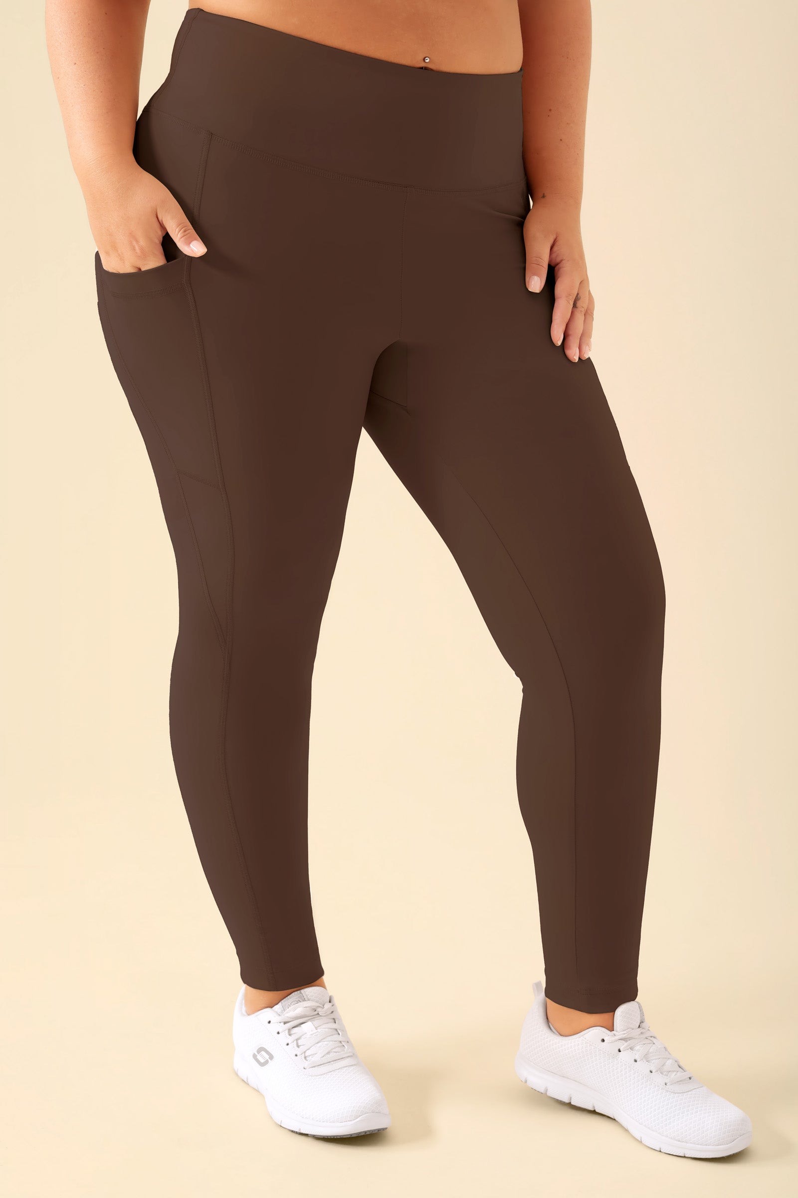 KAERE Leggings dames - super elastisch coffee, Voorzijde view 