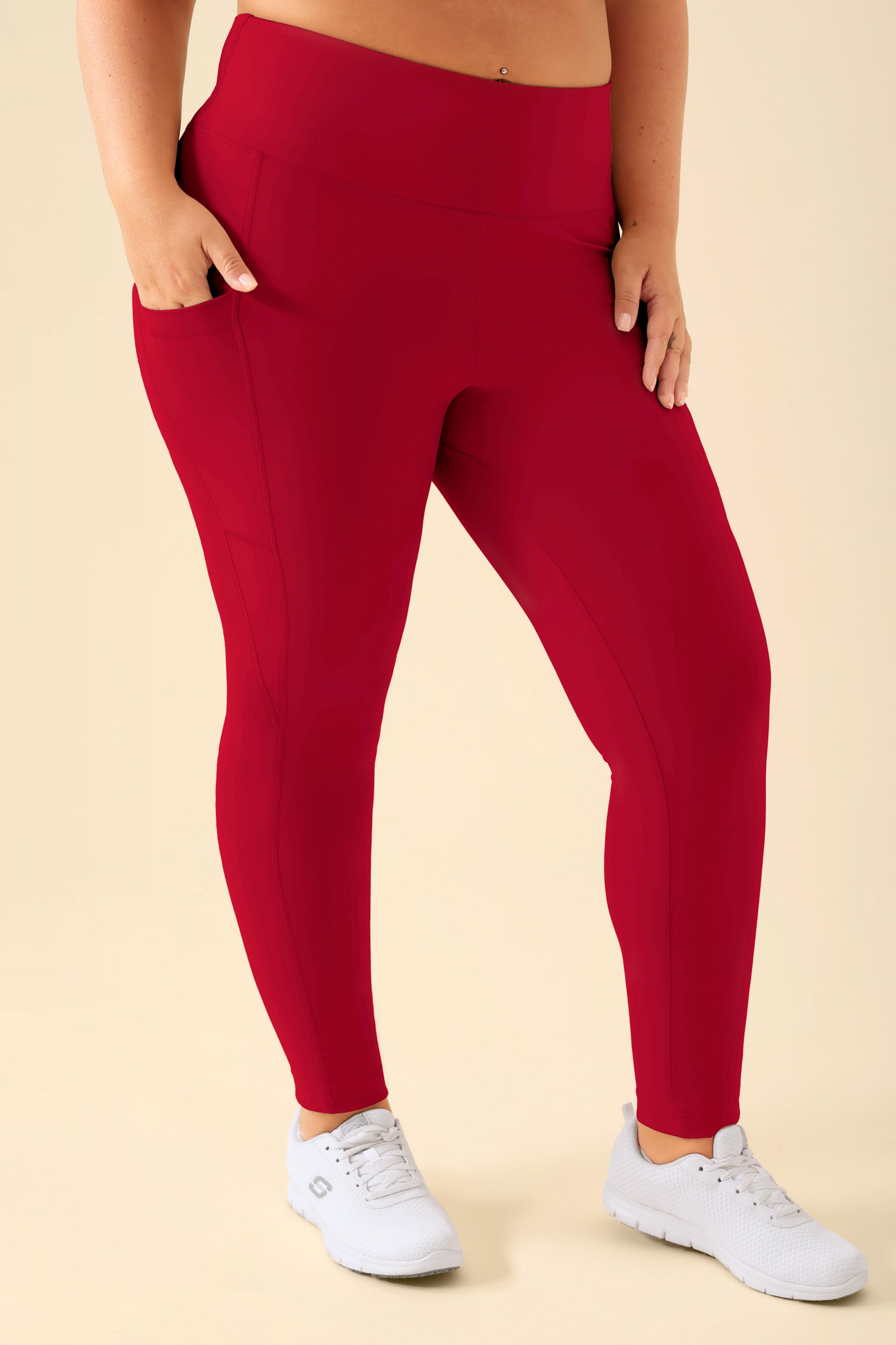 KAERE Leggings dames - super elastisch rood, Voorzijde view 
