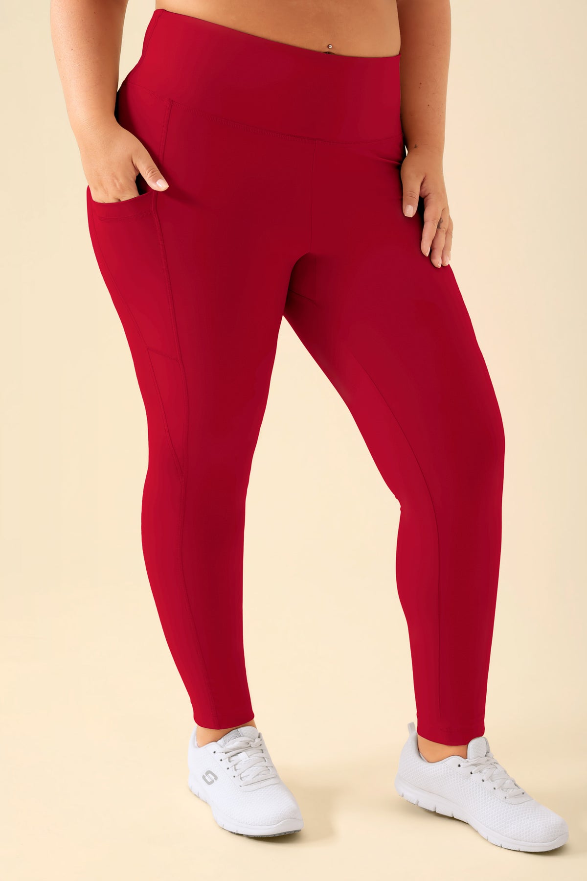KAERE Leggings dames - super elastisch rood, Voorzijde view 