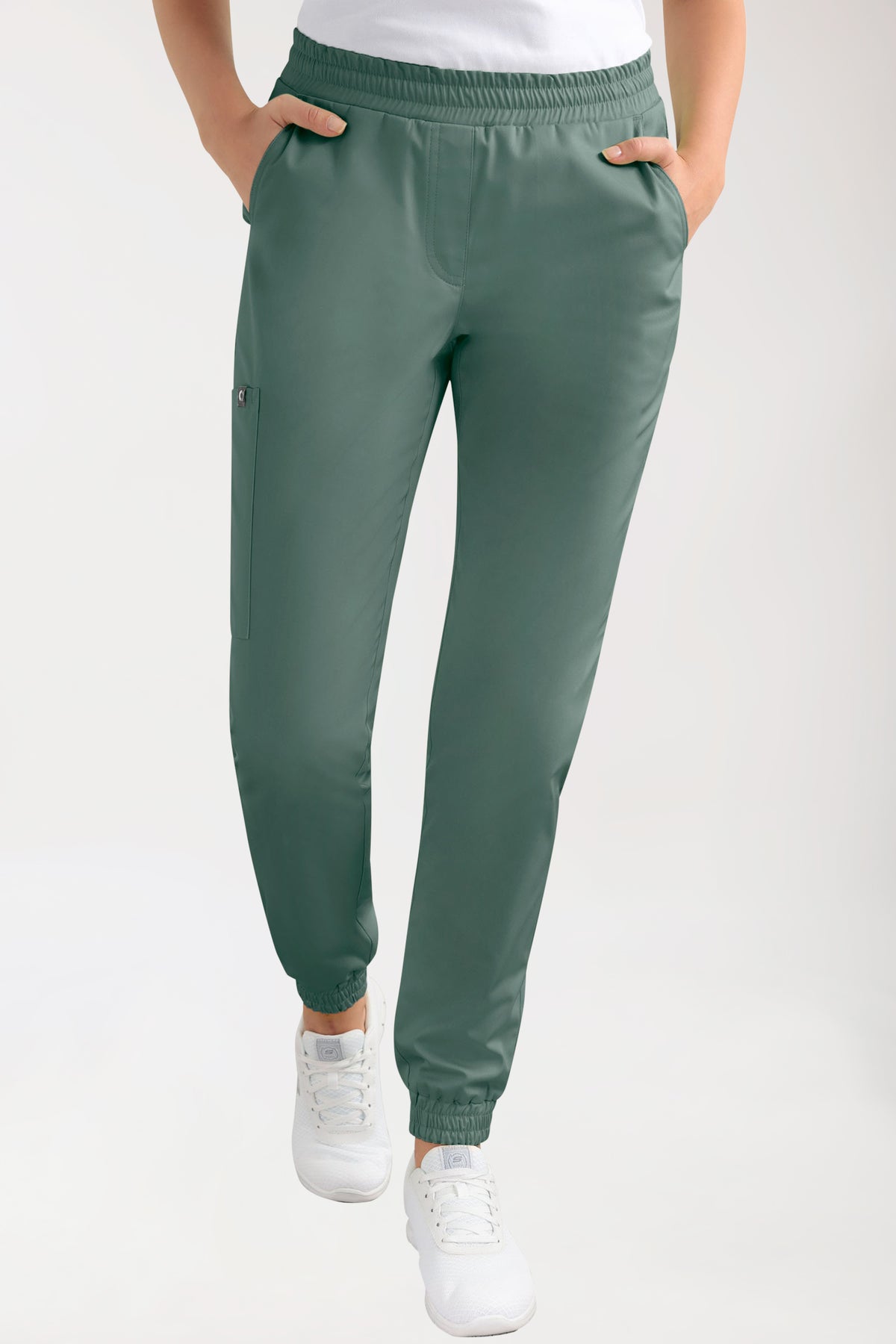 CORE cargo broek dames - joggingbroek style donkergroen, Voorzijde view 