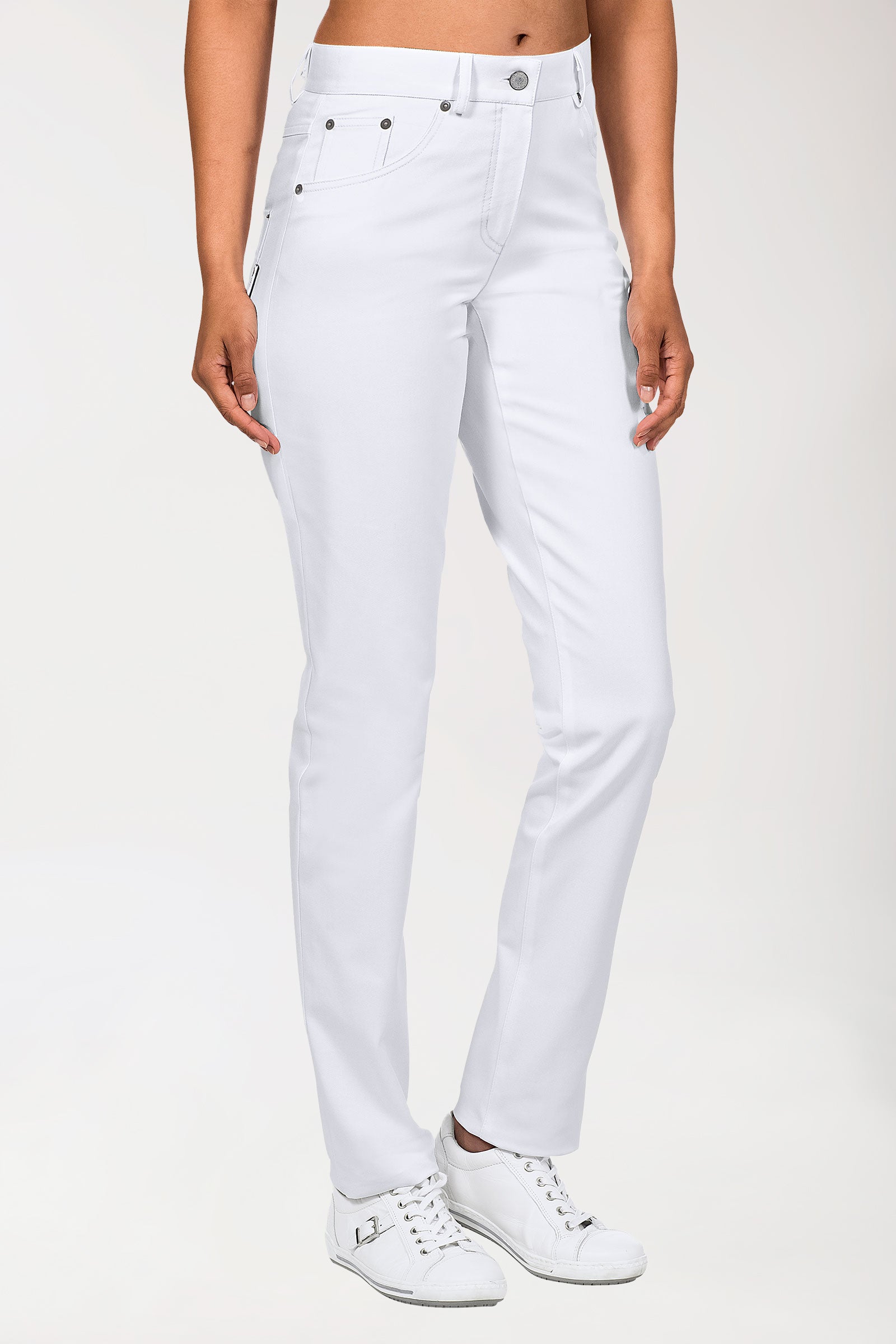 5-pocket broek dames - lange maat wit