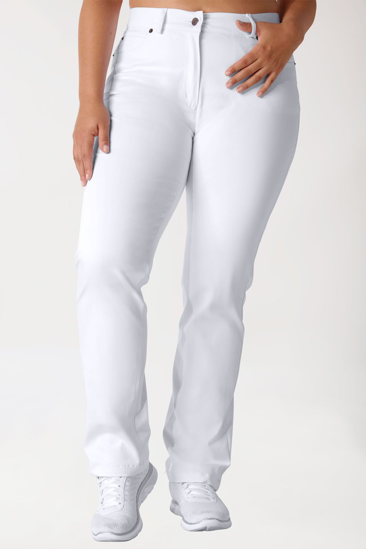 Curved broek COMFY FLEX - 5-pocket wit