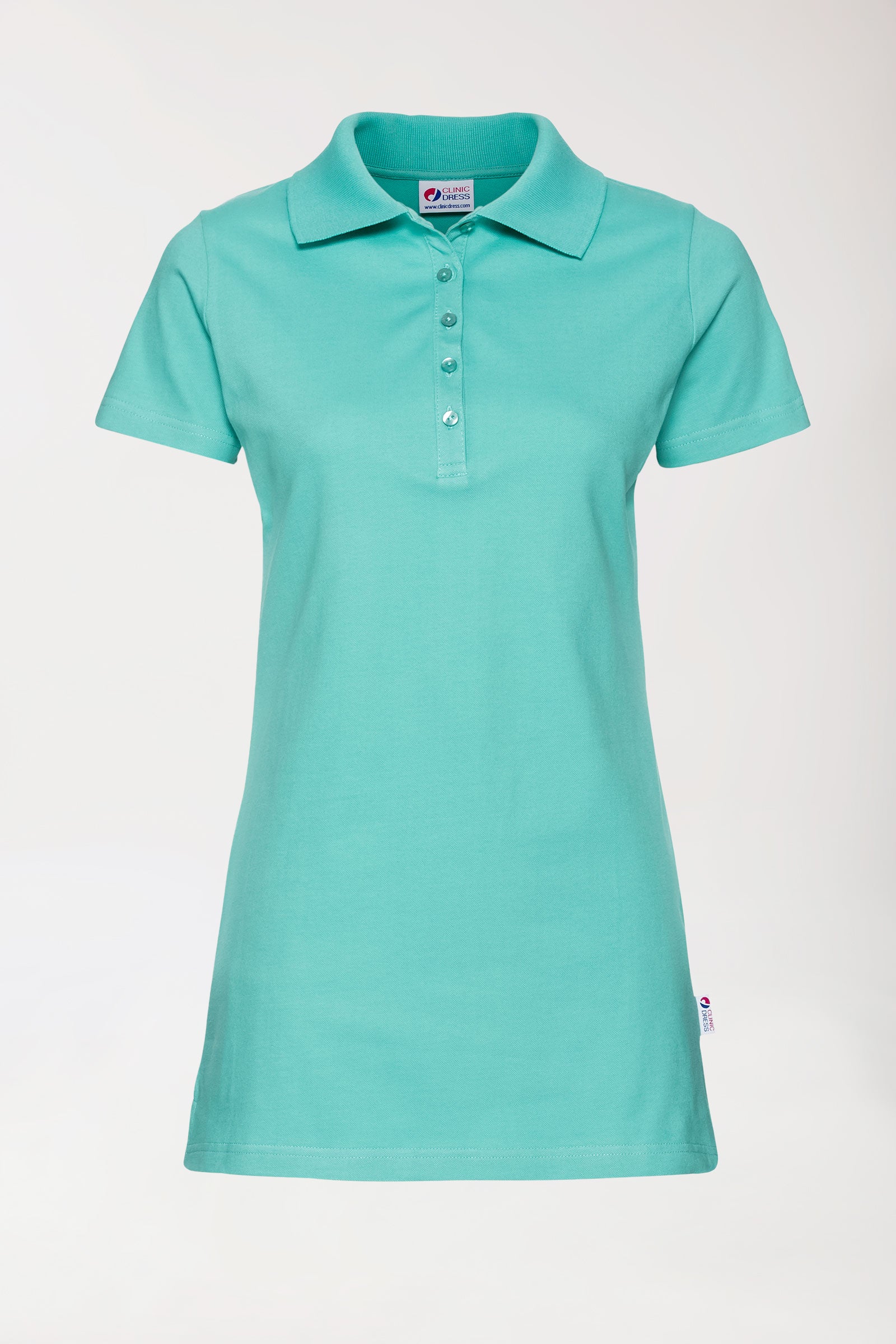Stretch longshirt dames - polokraag aqua green