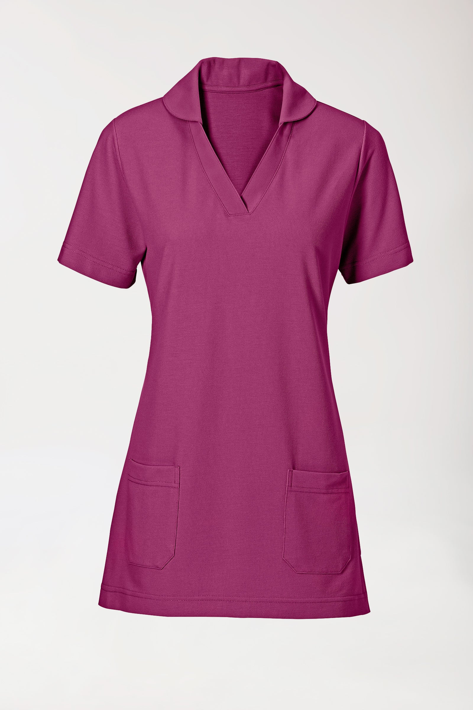 Piqué long-shirt dames - met kraag berry