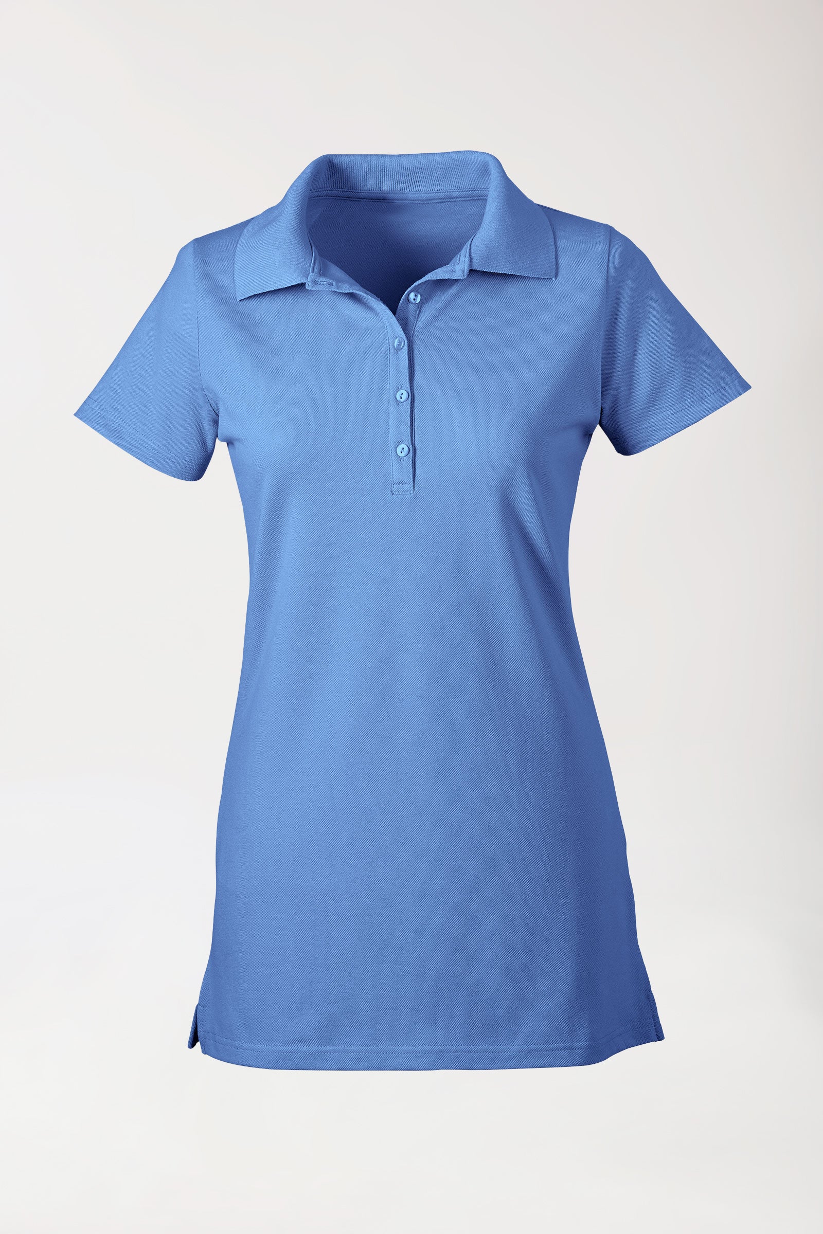 Stretch longshirt dames - polokraag petrolblauw