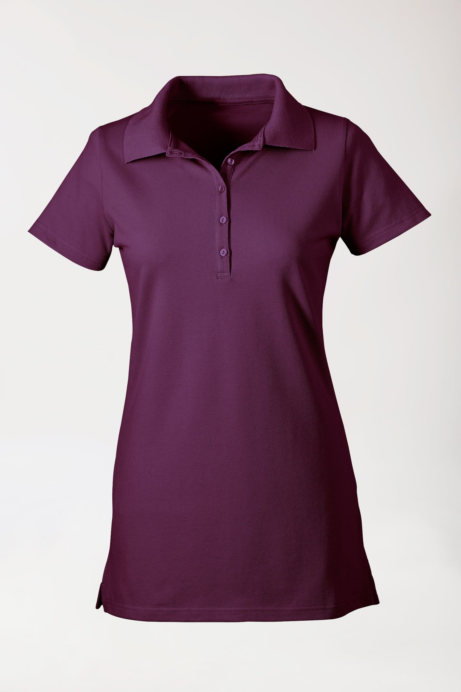 Stretch longshirt dames - polokraag pruimen