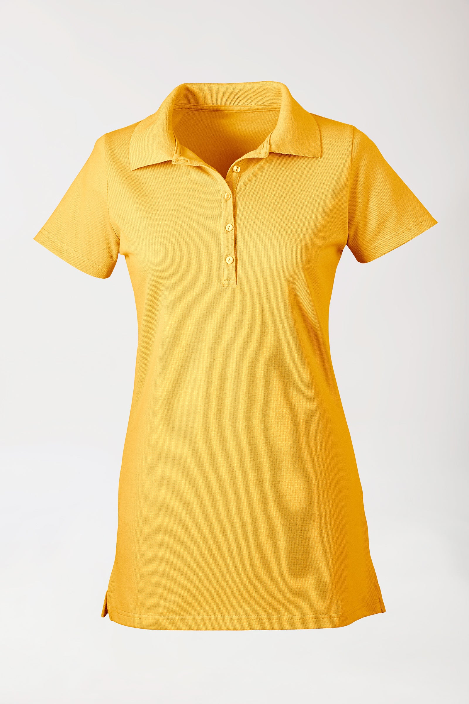 Stretch longshirt dames - polokraag zonnegeel