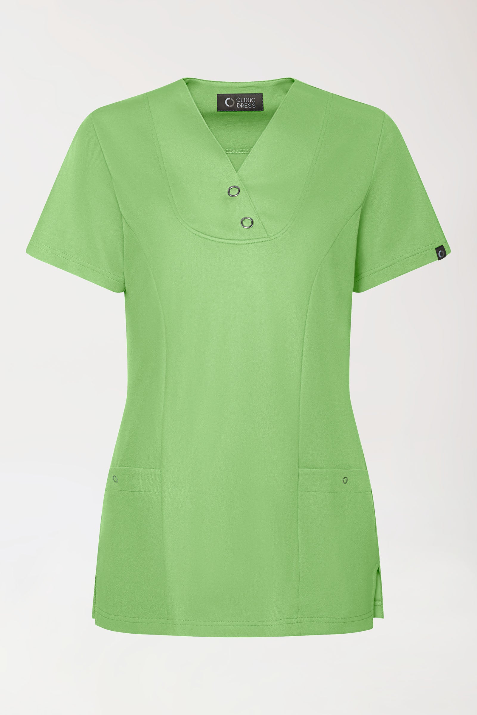 COMFY FLEX stretch oversteektuniek dames - met drukknopen appelgroen, Voorzijde view 