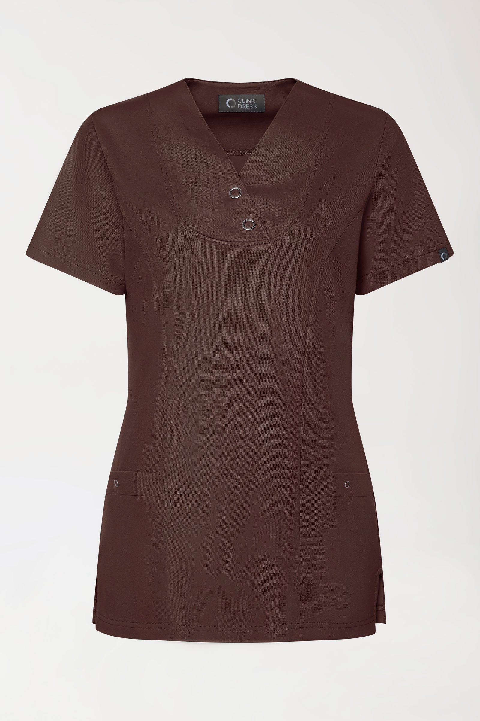 COMFY FLEX stretch oversteektuniek dames - met drukknopen coffee, Voorzijde view 