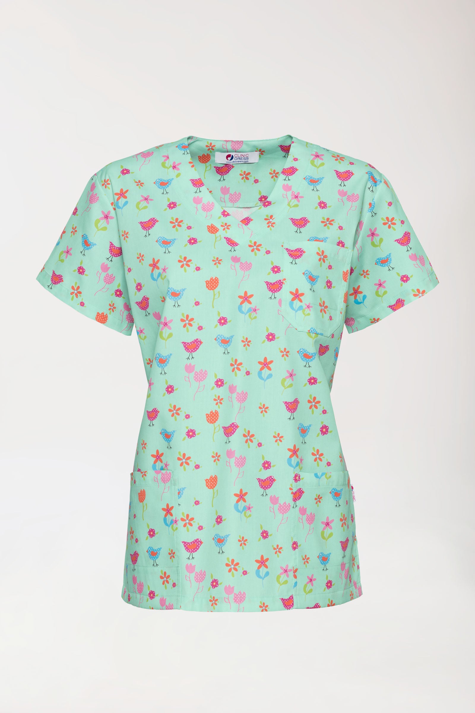 Lichte oversteektuniek - all-over print opaal/bont