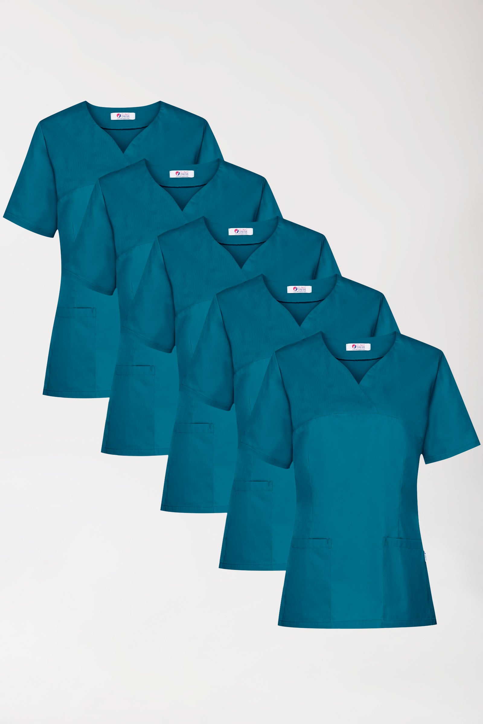 CORE oversteektuniek dames -5-pack- hartvormige hals petrol