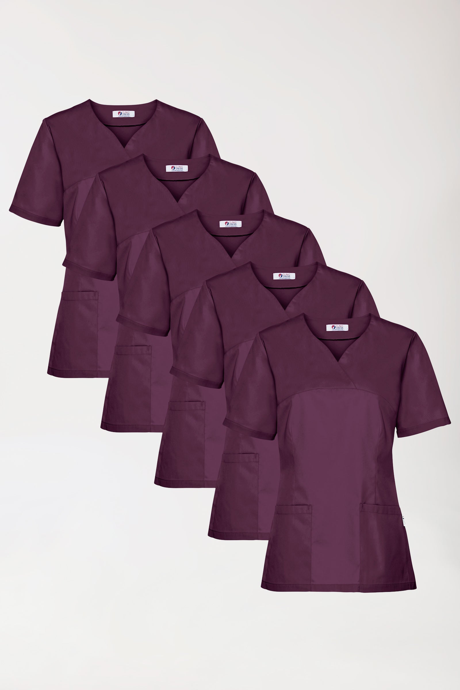 CORE oversteektuniek dames -5-pack- hartvormige hals pruimen