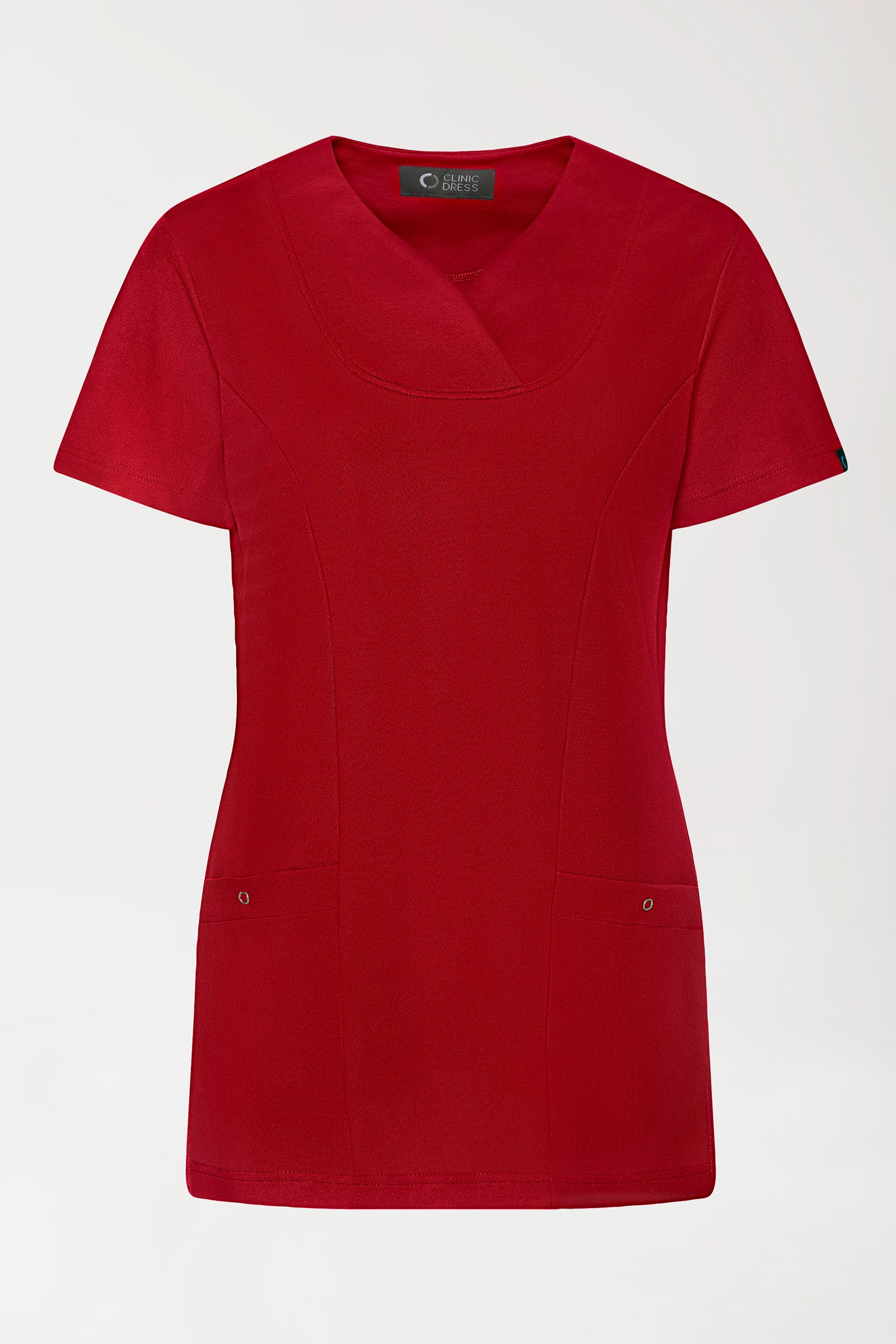 COMFY FLEX stretch oversteektuniek dames - hartvormige hals rood, Voorzijde view 