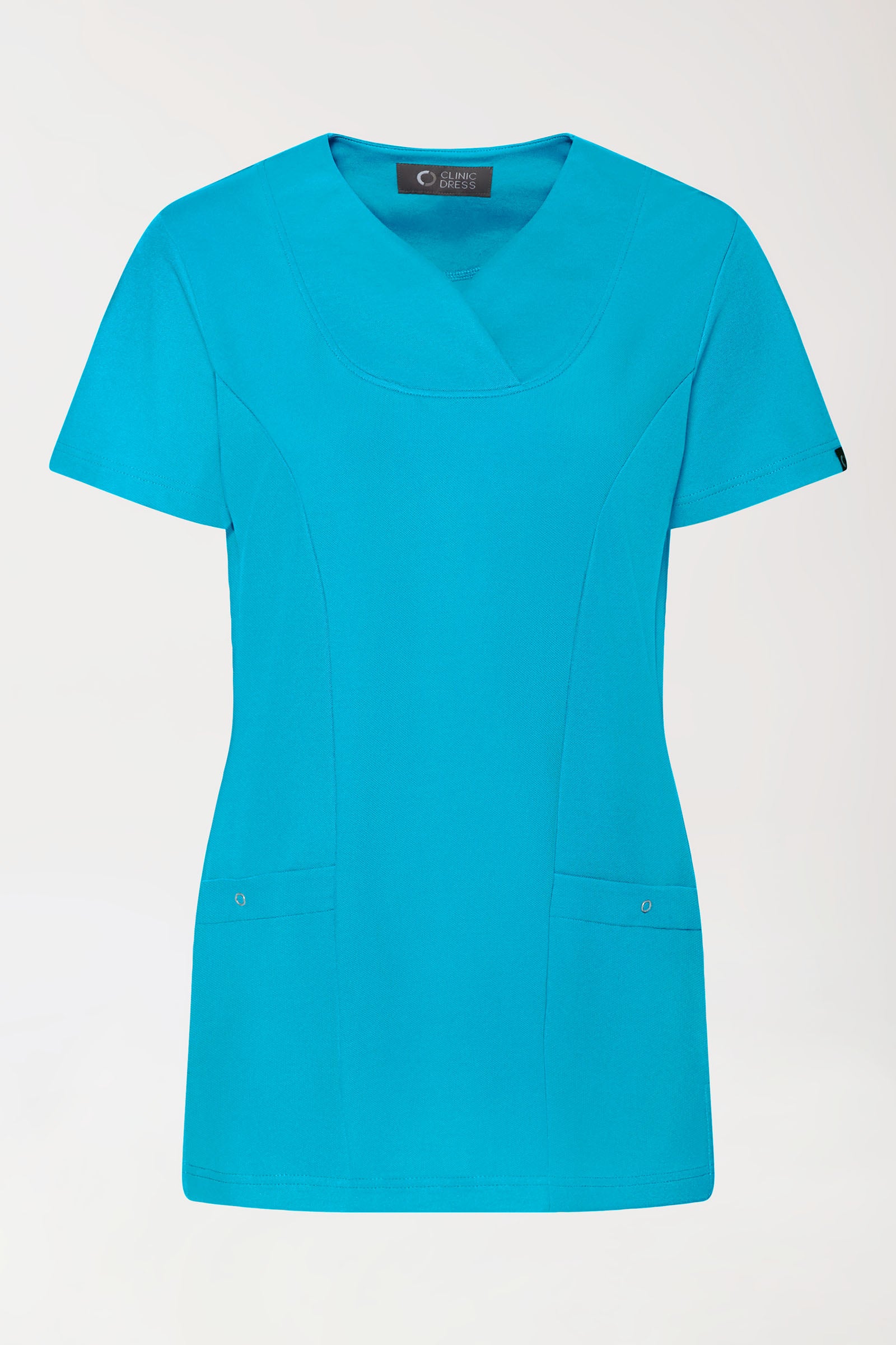 COMFY FLEX stretch oversteektuniek dames - hartvormige hals turquoise, Voorzijde view 