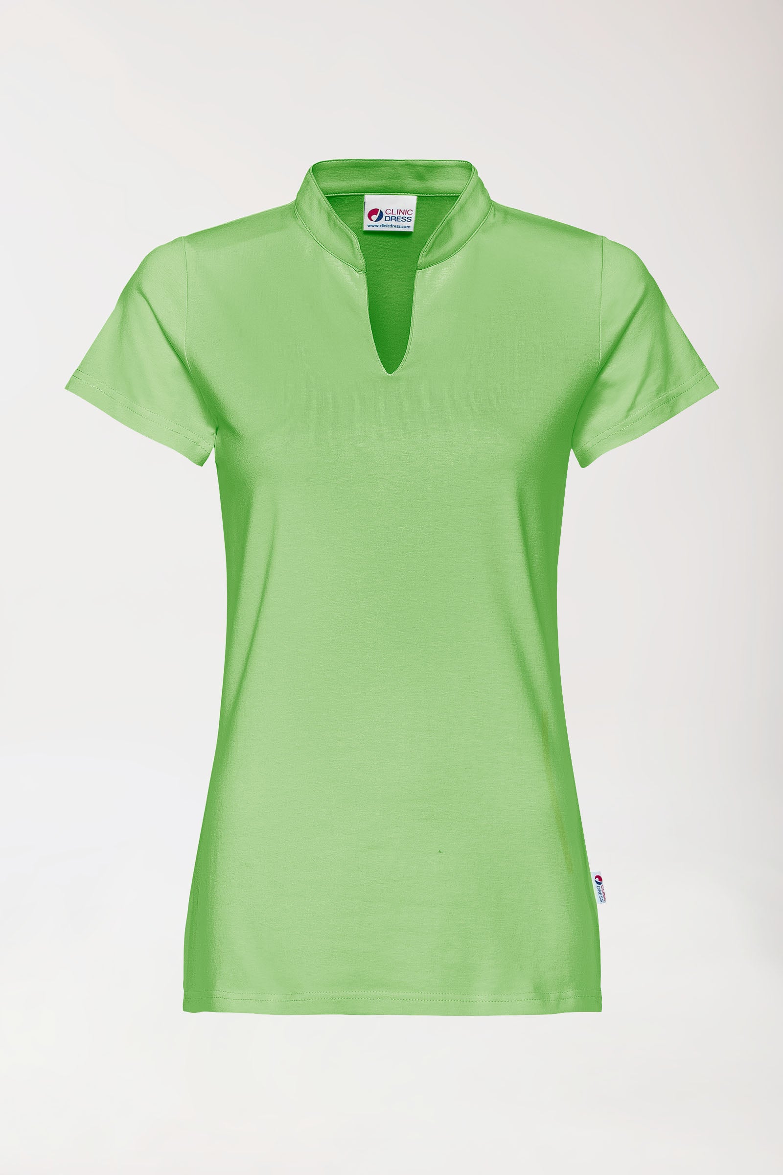 Stretch shirt dames - opstaande kraag appelgroen, Voorzijde view 