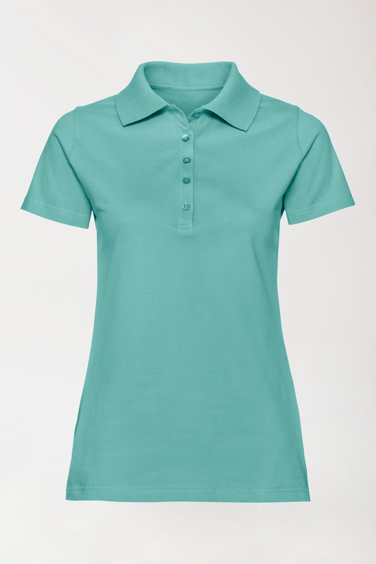 Stretch shirt dames - polokraag aqua green, Voorzijde view 