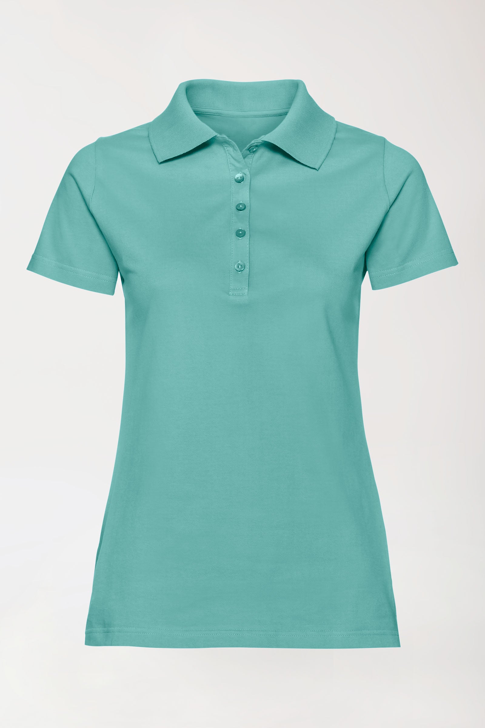 Stretch shirt dames - polokraag aqua green, Voorzijde view 