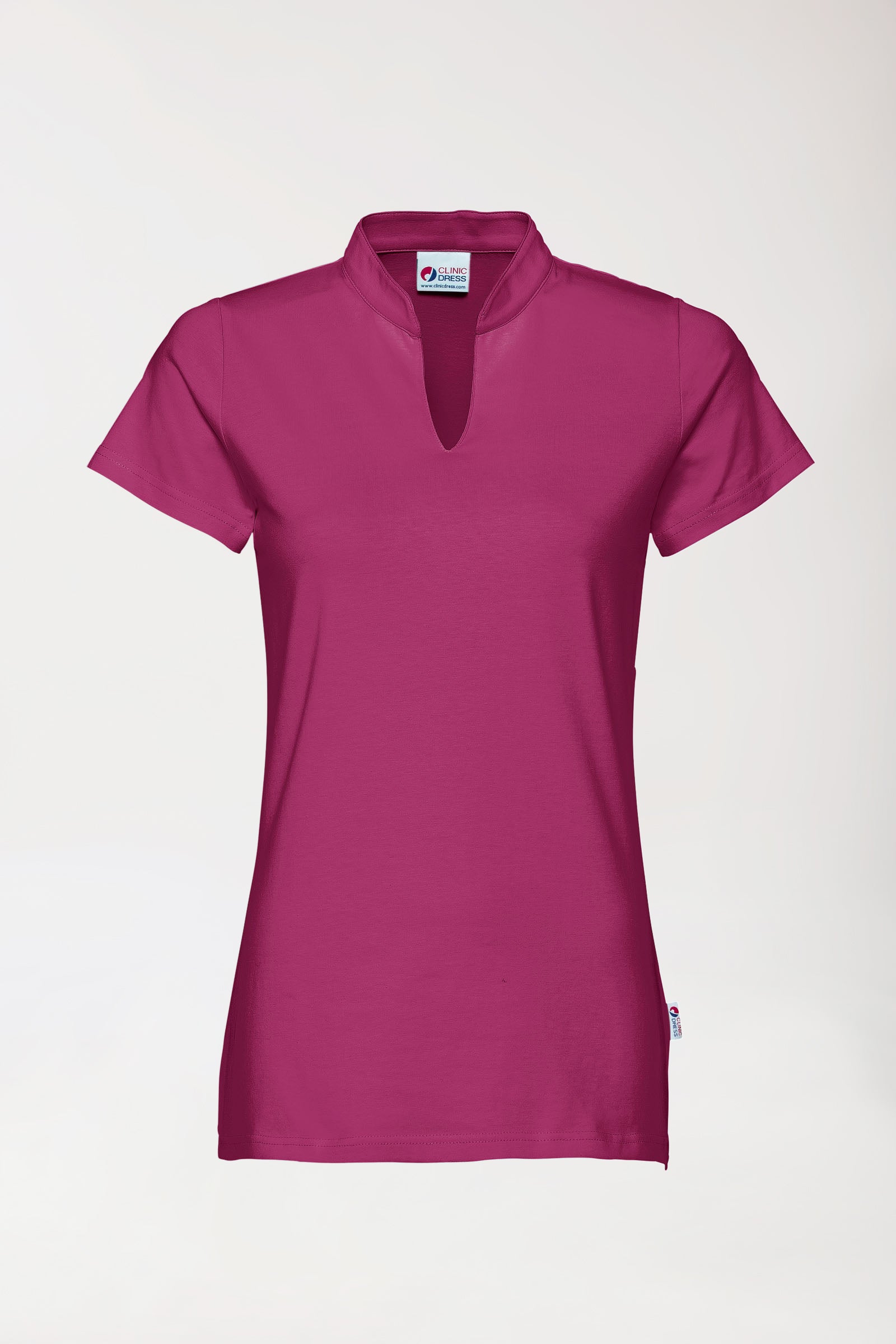 Stretch shirt dames - opstaande kraag berry, Voorzijde view 