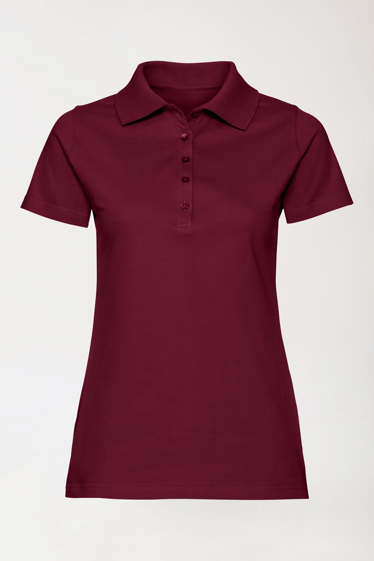Stretch shirt dames - polokraag bordeaux, Voorzijde view 