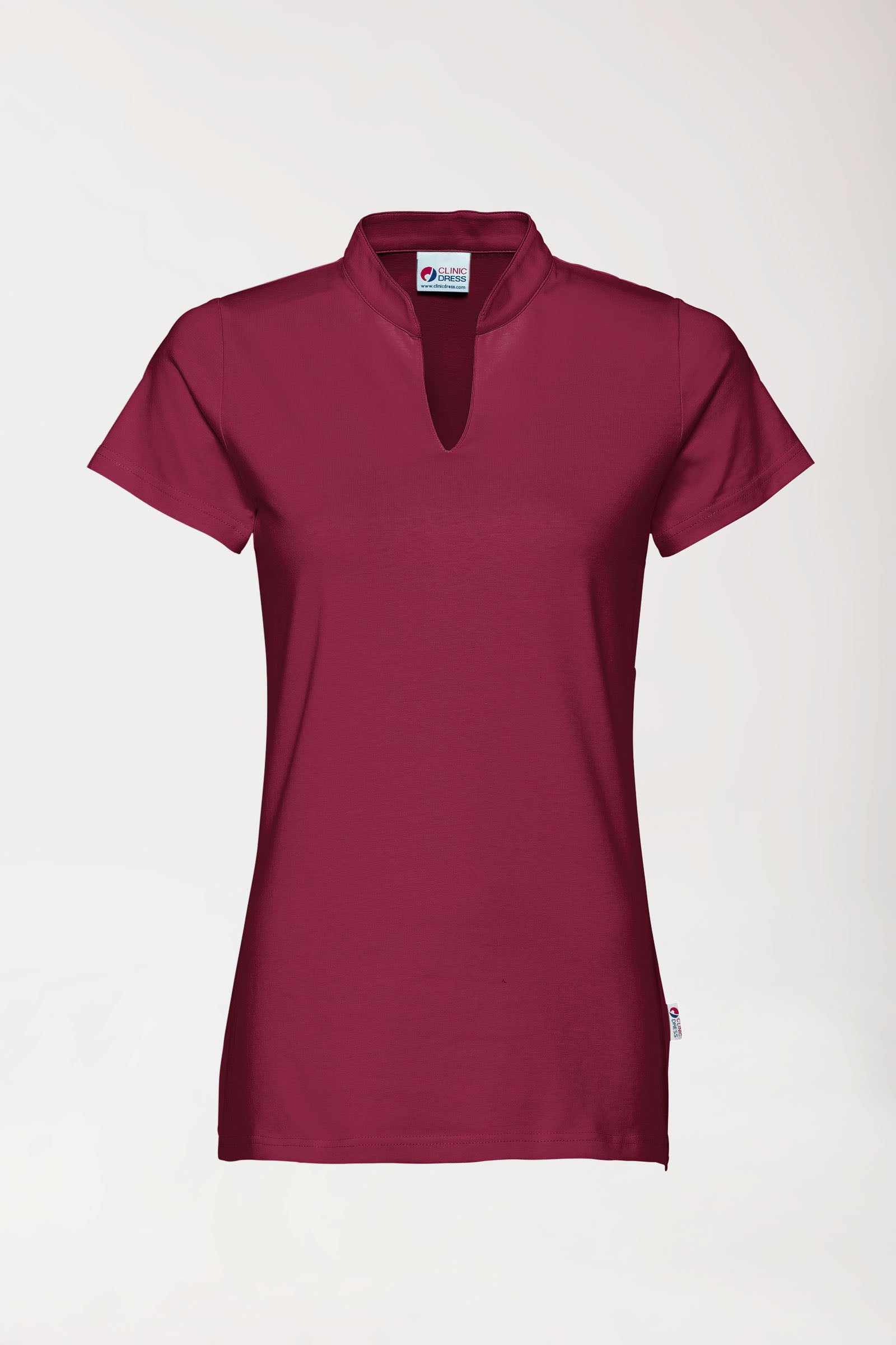 Stretch shirt dames - opstaande kraag bordeaux