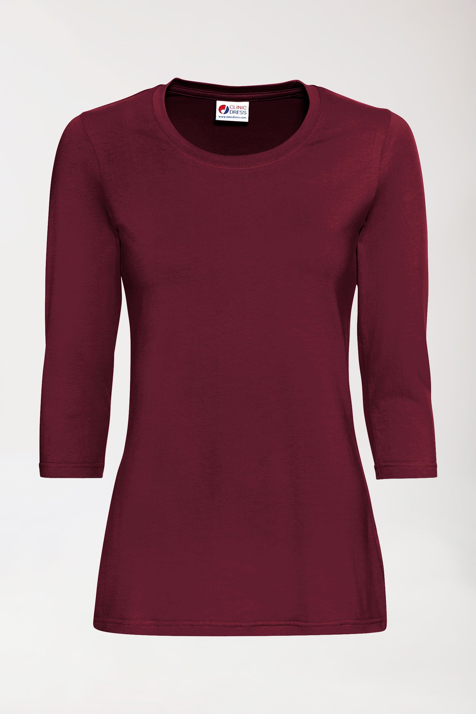 CORE shirt dames - 3/4 arm bordeaux, Voorzijde view 