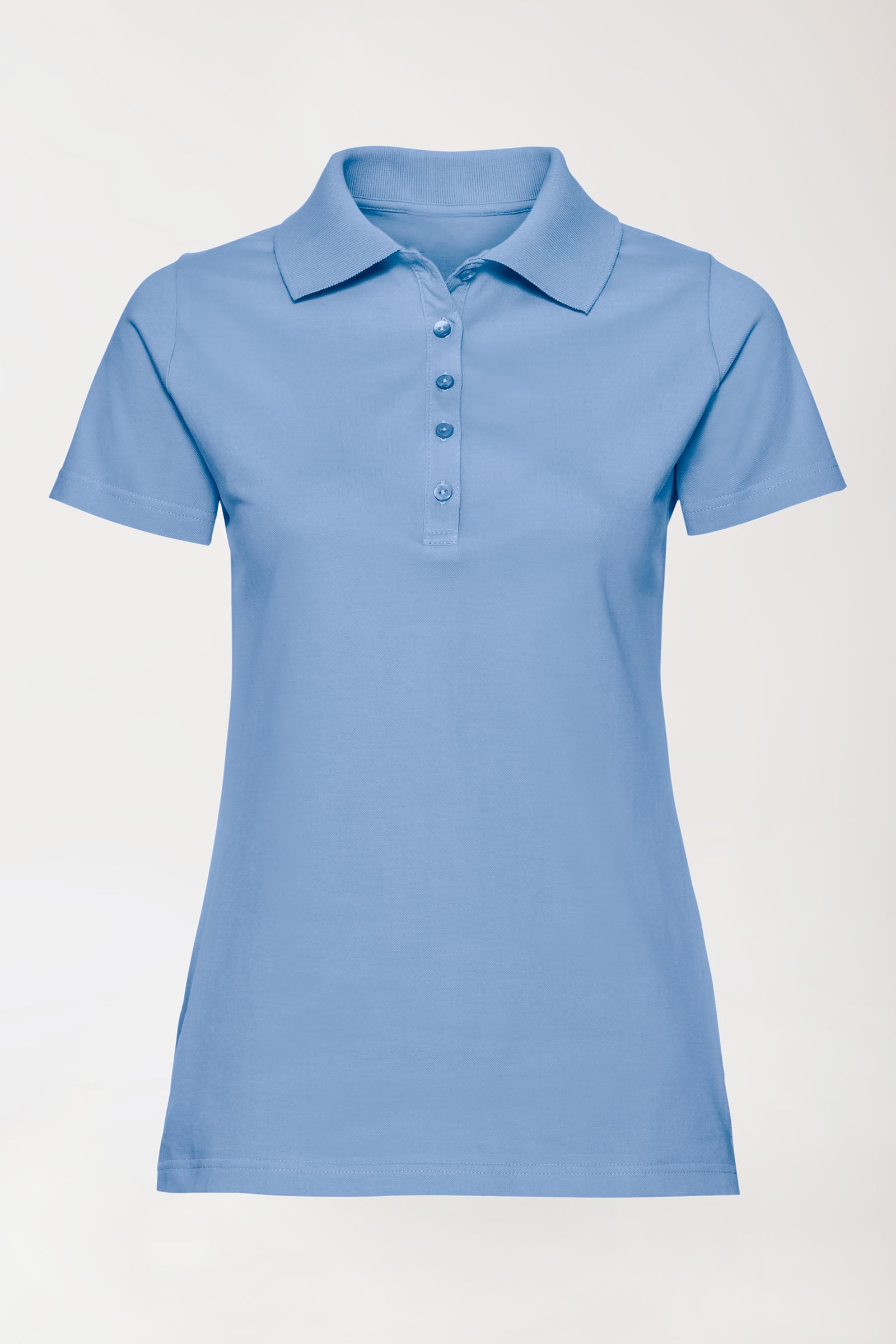 Stretch shirt dames - polokraag hemelsblauw, Voorzijde view 