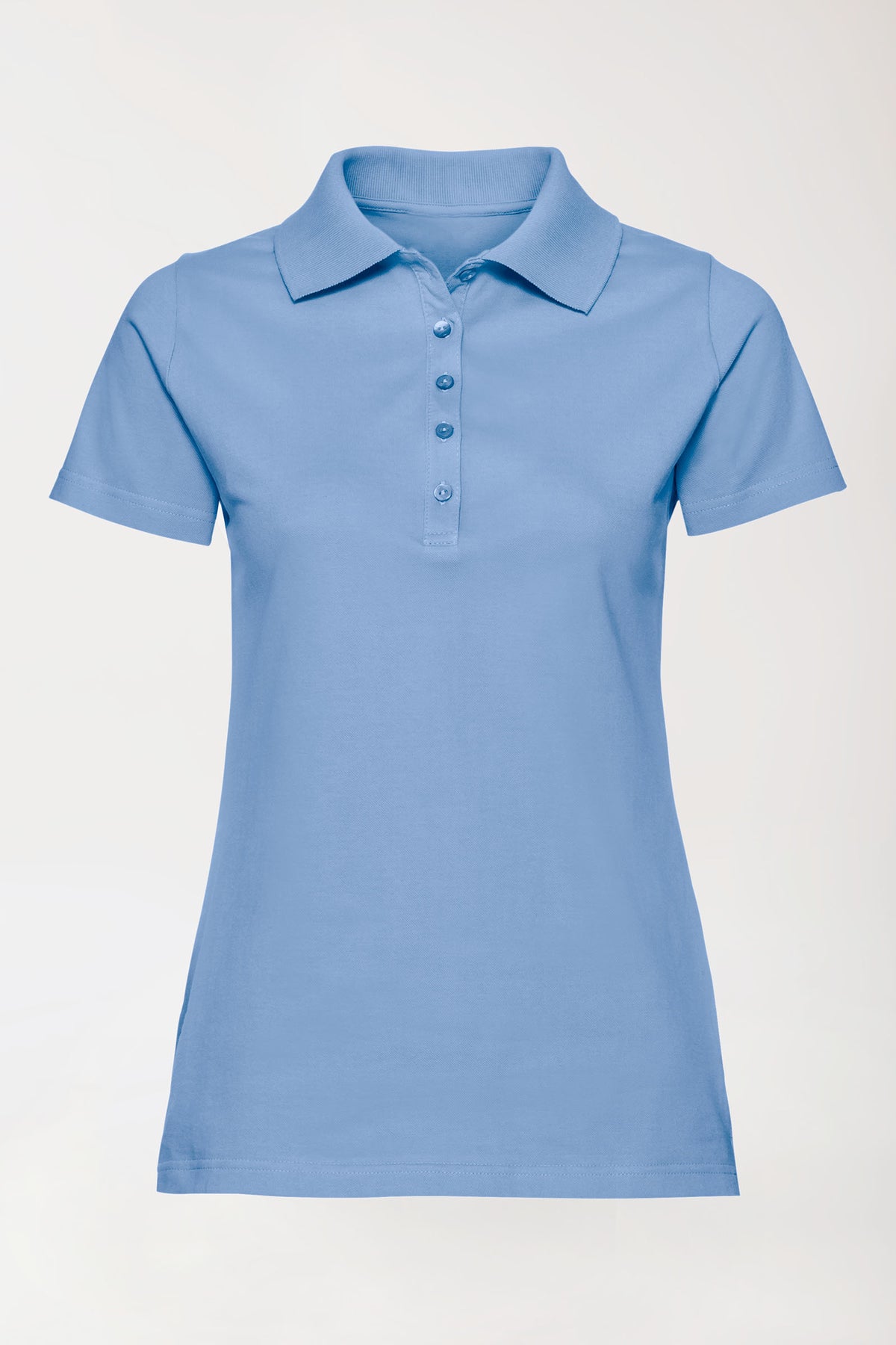 Stretch shirt dames - polokraag hemelsblauw, Voorzijde view 