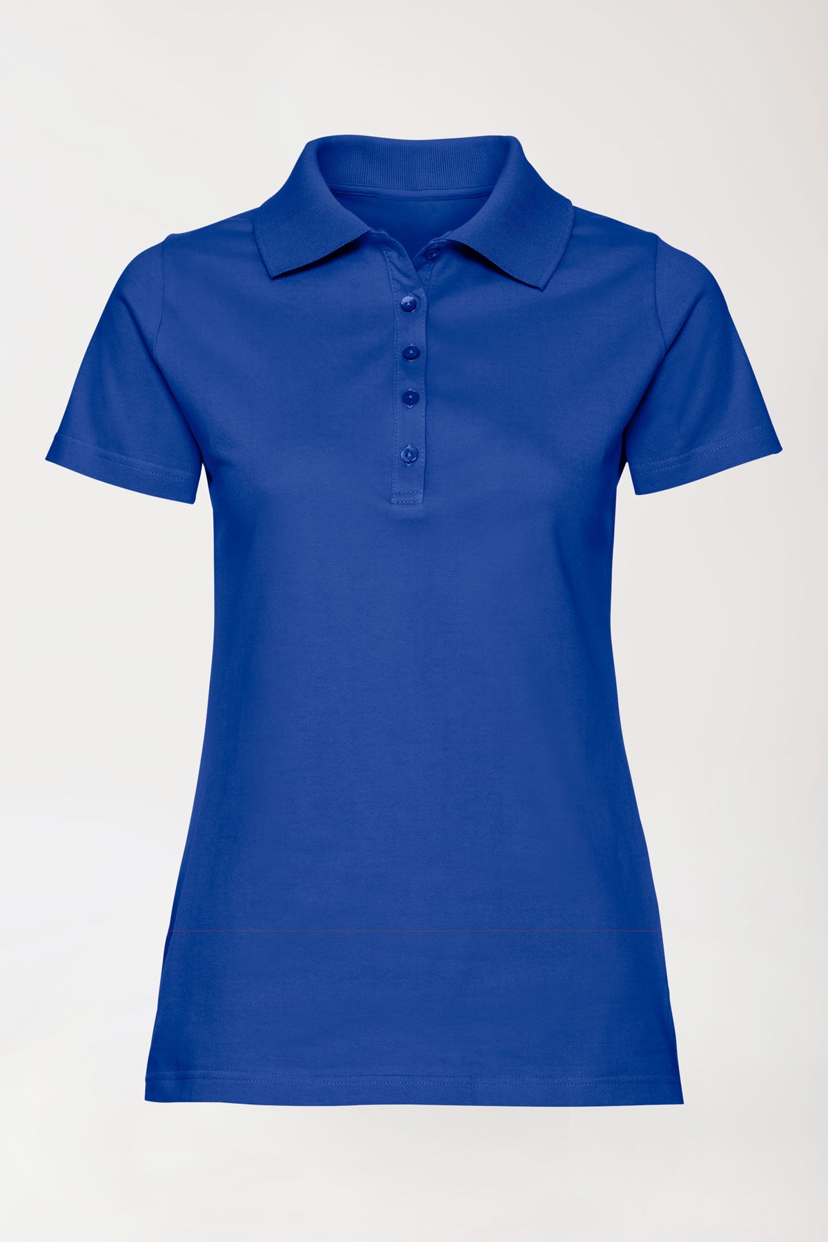 Stretch shirt dames - polokraag koningsblauw, Voorzijde view 