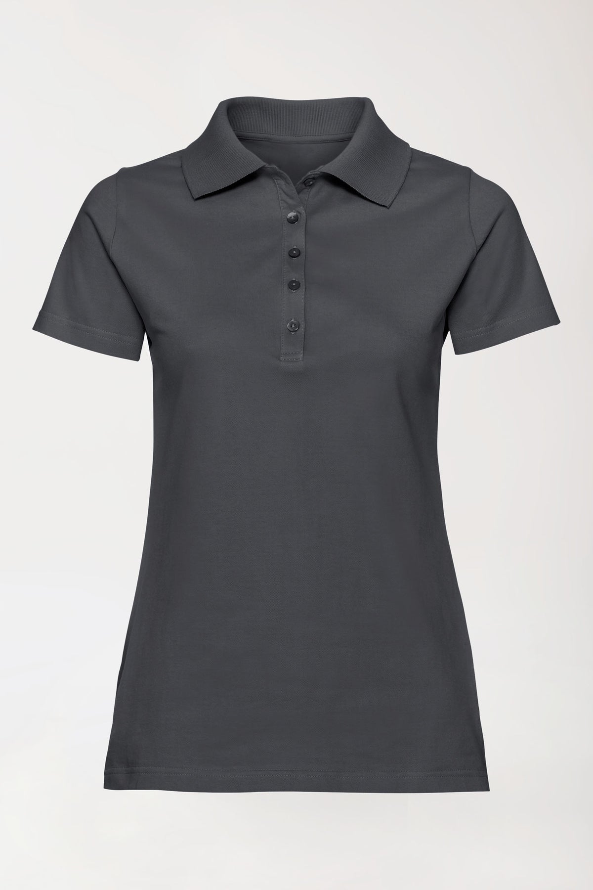 Stretch shirt dames - polokraag leigrijs, Voorzijde view 
