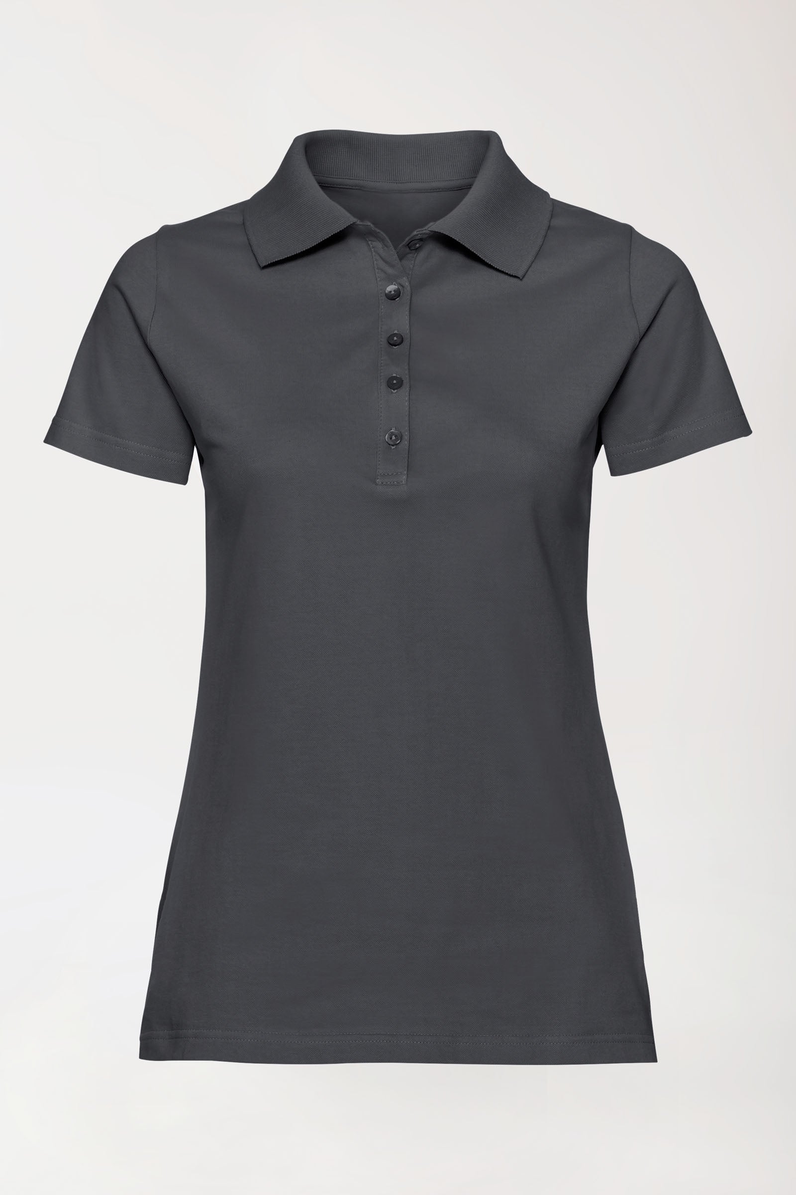 Stretch shirt dames - polokraag leigrijs, Voorzijde view 