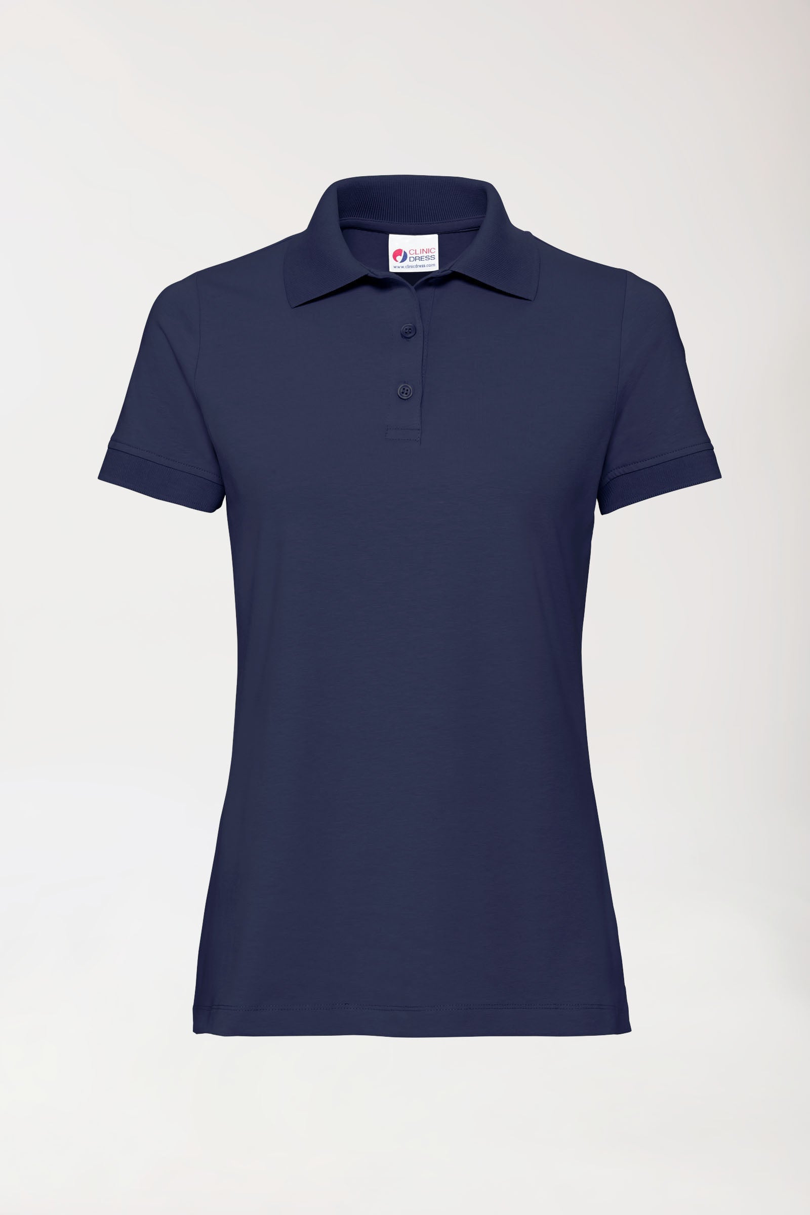 Stretch shirt dames - polokraag-knoopsluiting navy