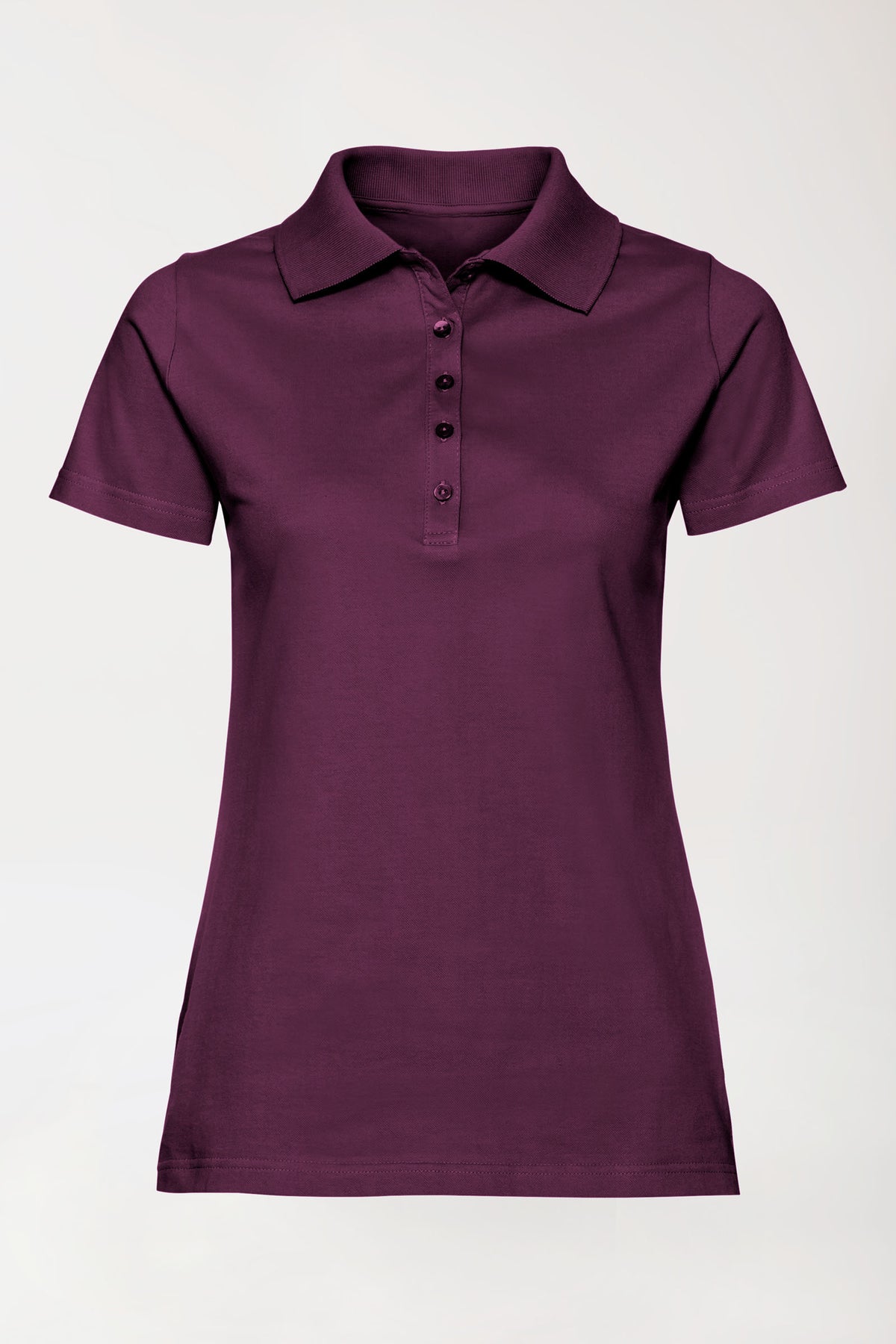 Stretch shirt dames - polokraag pruimen, Voorzijde view 