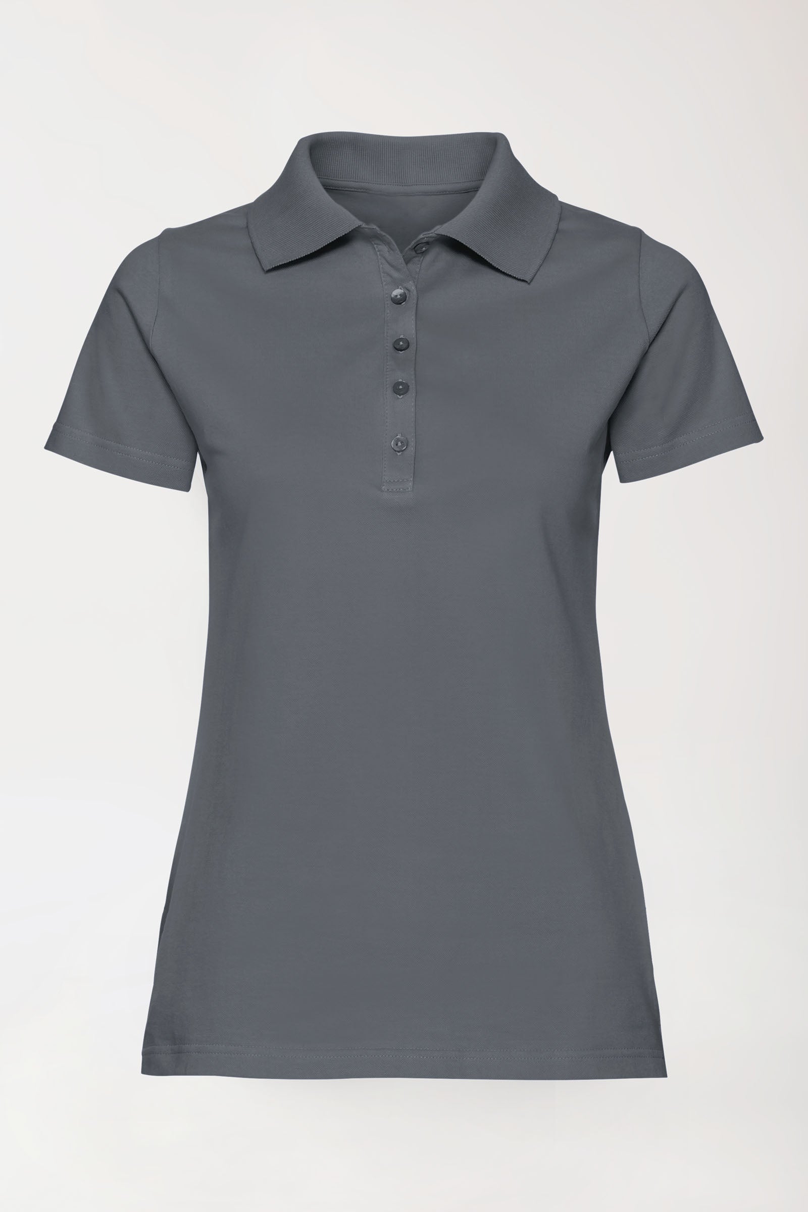 Stretch shirt dames - polokraag steengrijs, Voorzijde view 