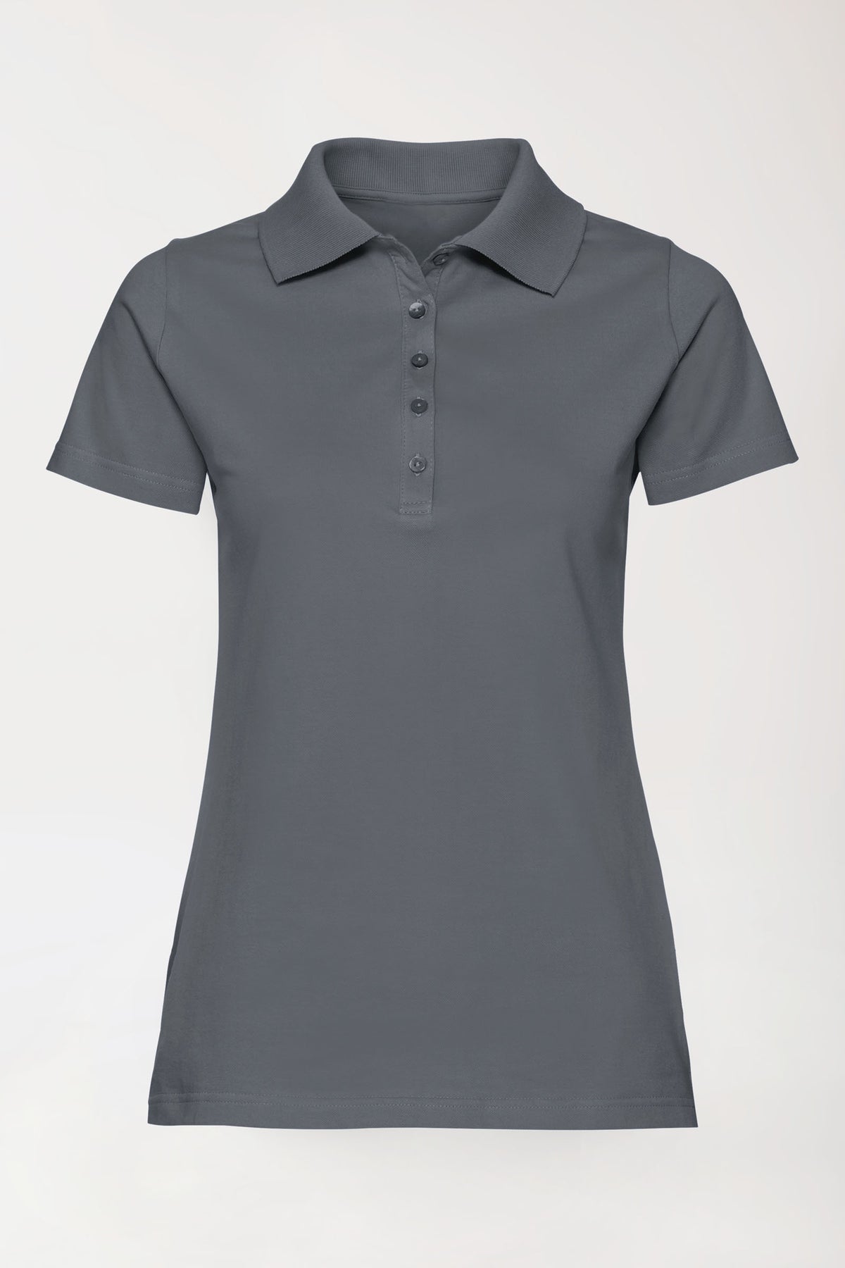 Stretch shirt dames - polokraag steengrijs, Voorzijde view 