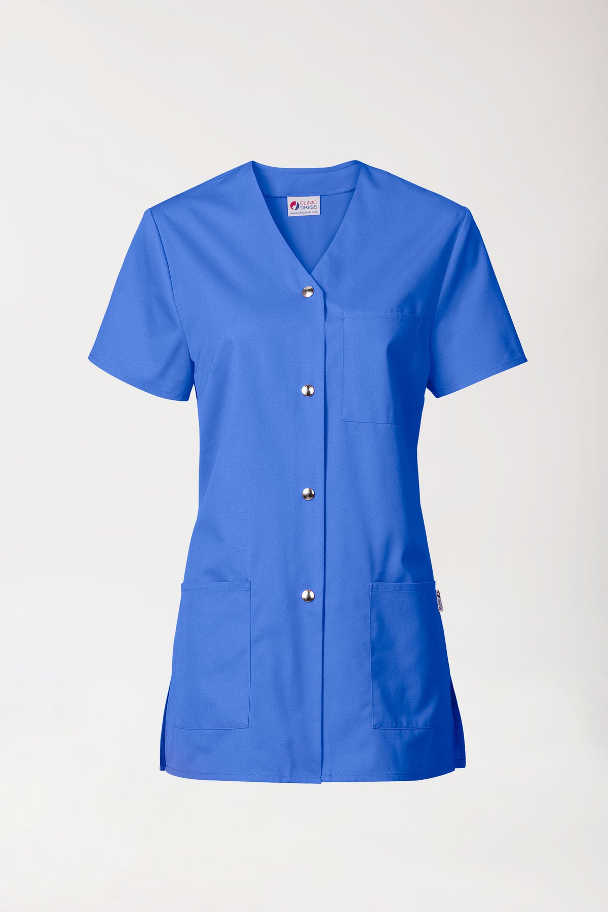 Beauty tuniek dames - met knoopsluiting koningsblauw, Voorzijde view 