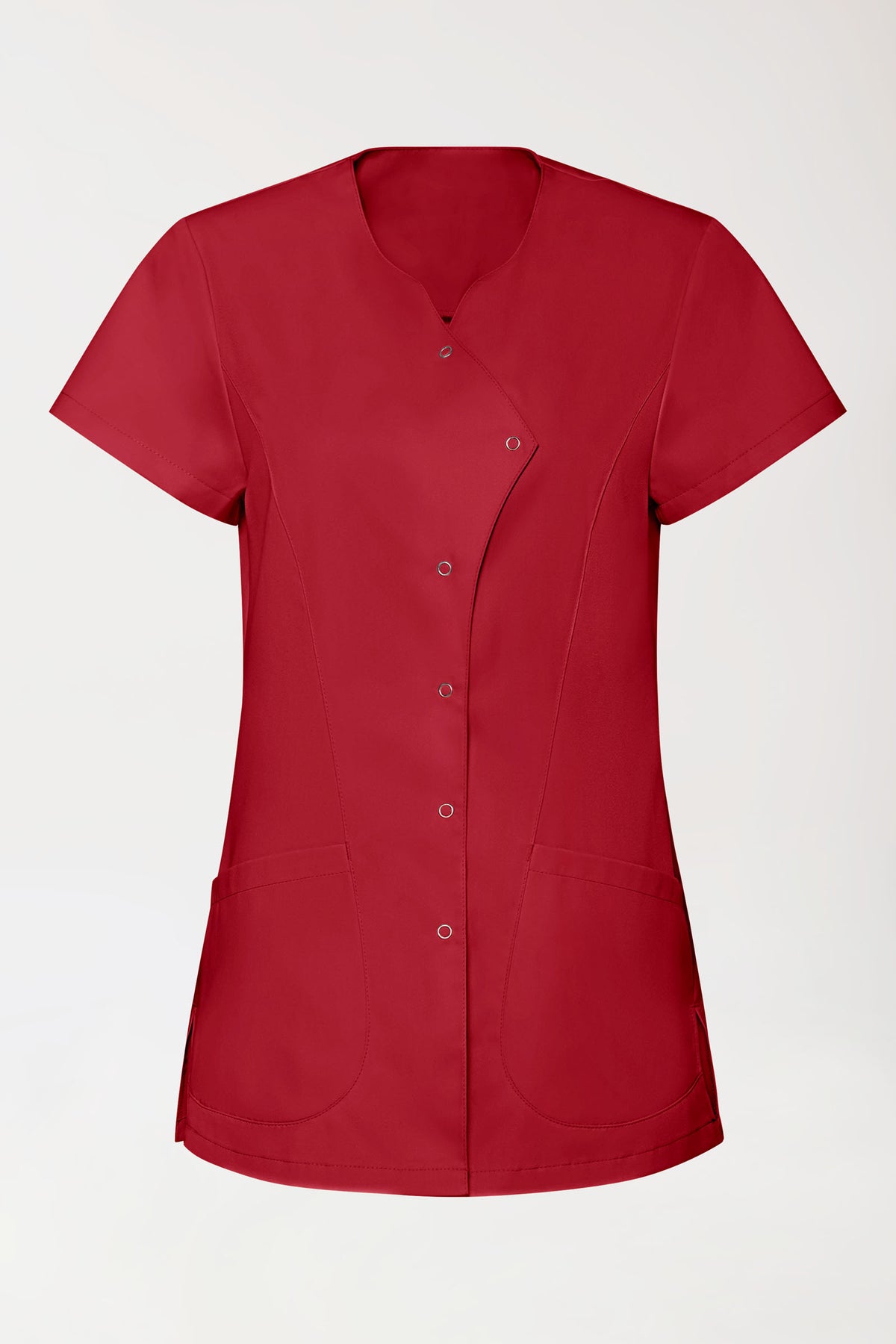 GREEN Stretch tuniek dames - asymetrische knoopsluiting rood, Voorzijde view 