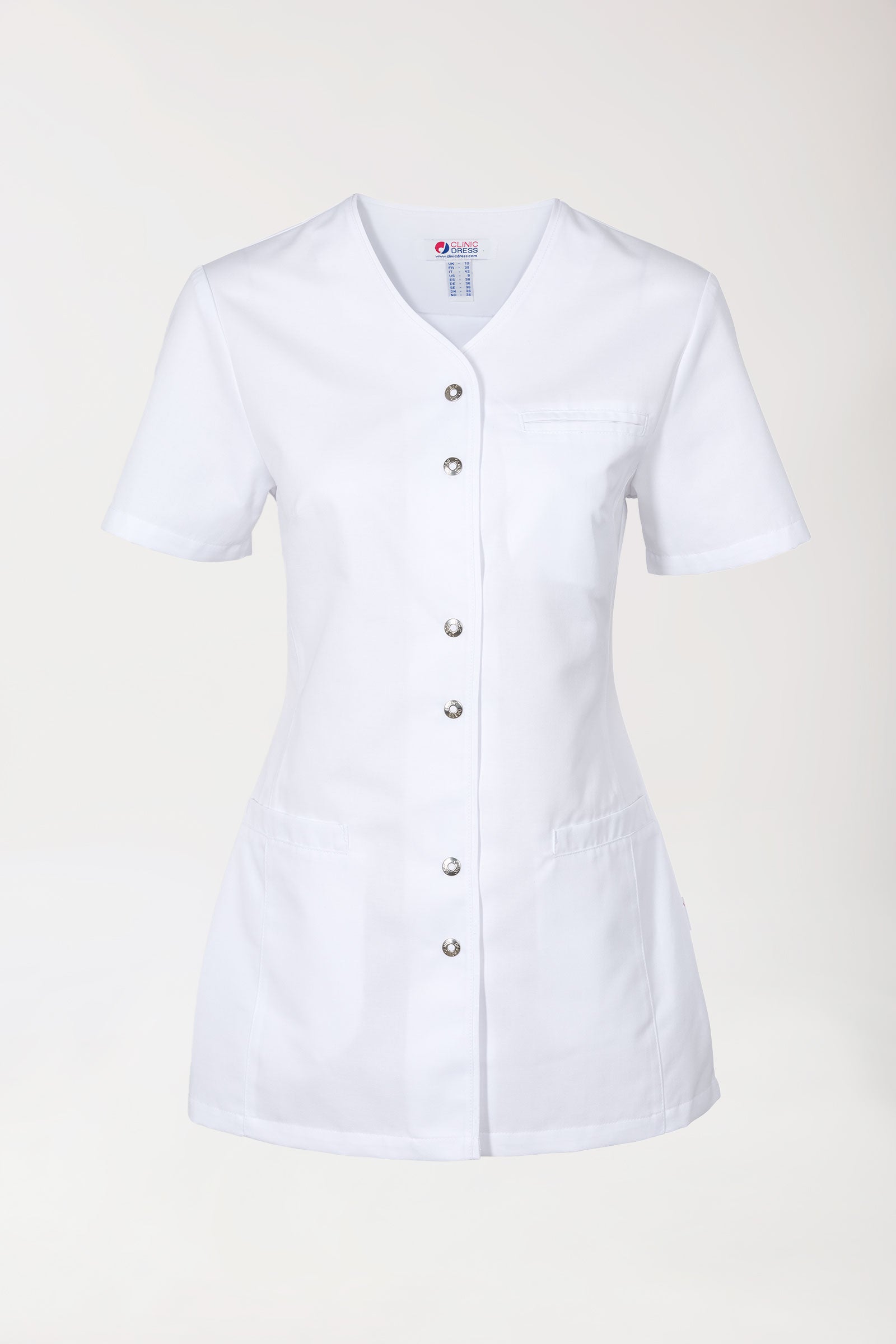 Beauty tuniek dames - drukknoopsluiting wit