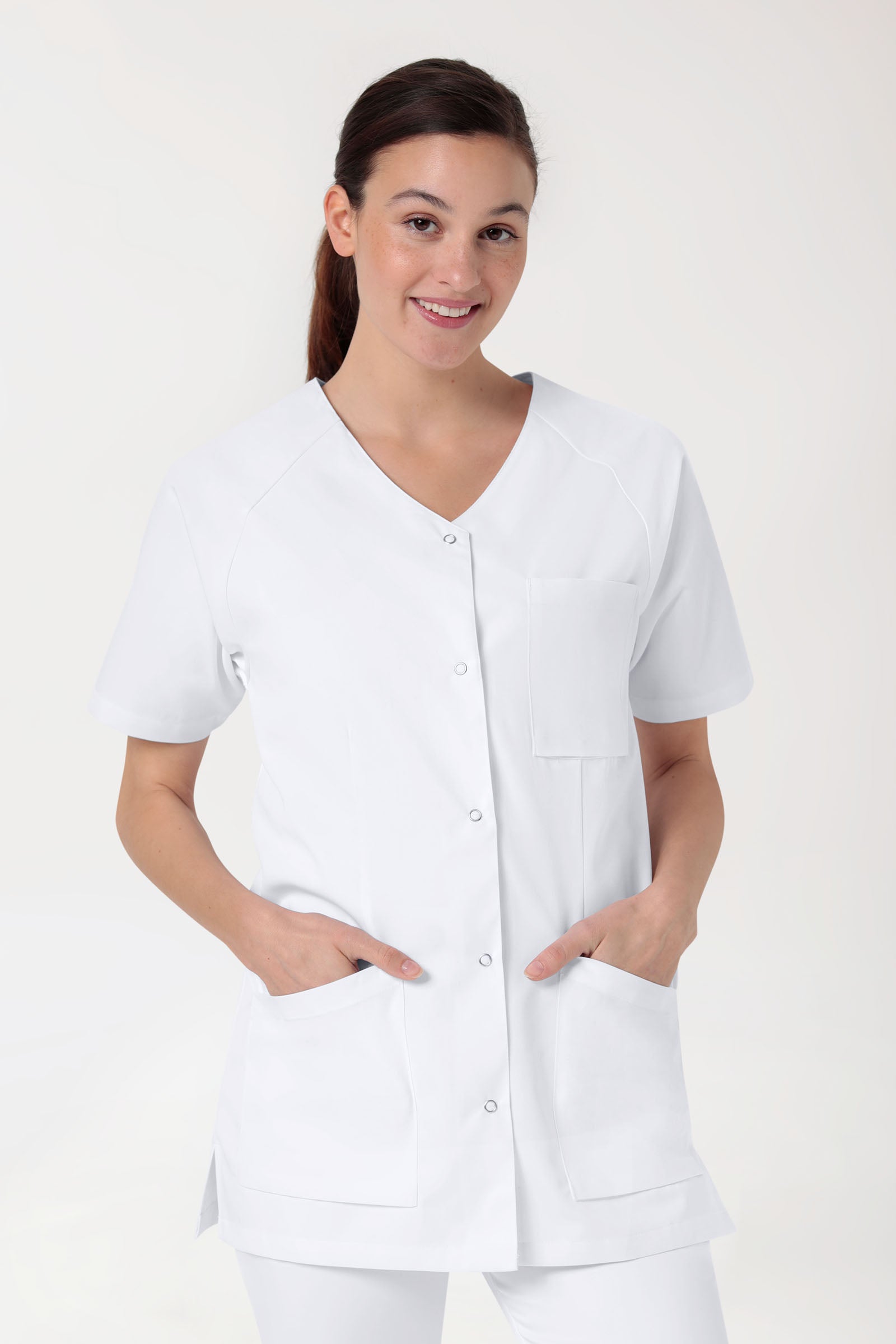 Tuniek-tuniek dames - drukknoopsluiting wit