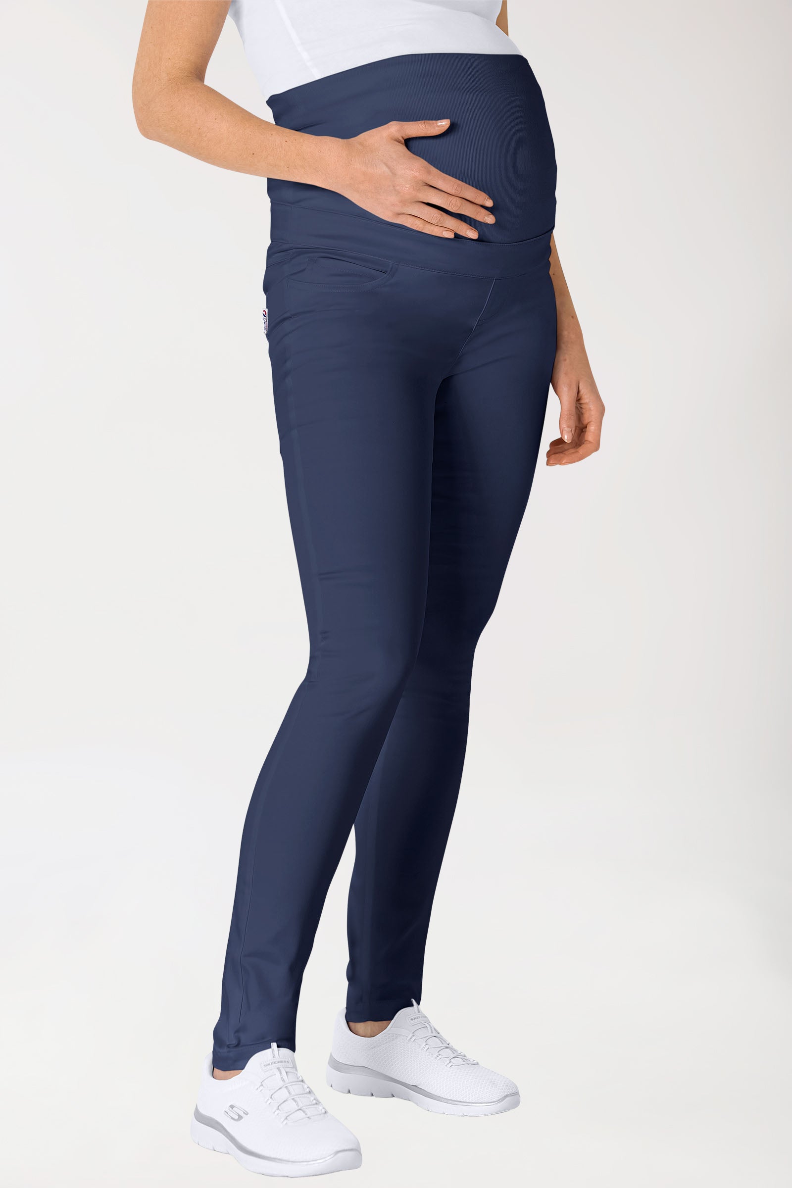 Comfort stretch zwangerschapsbroek - elastische gebreide tailleband navy