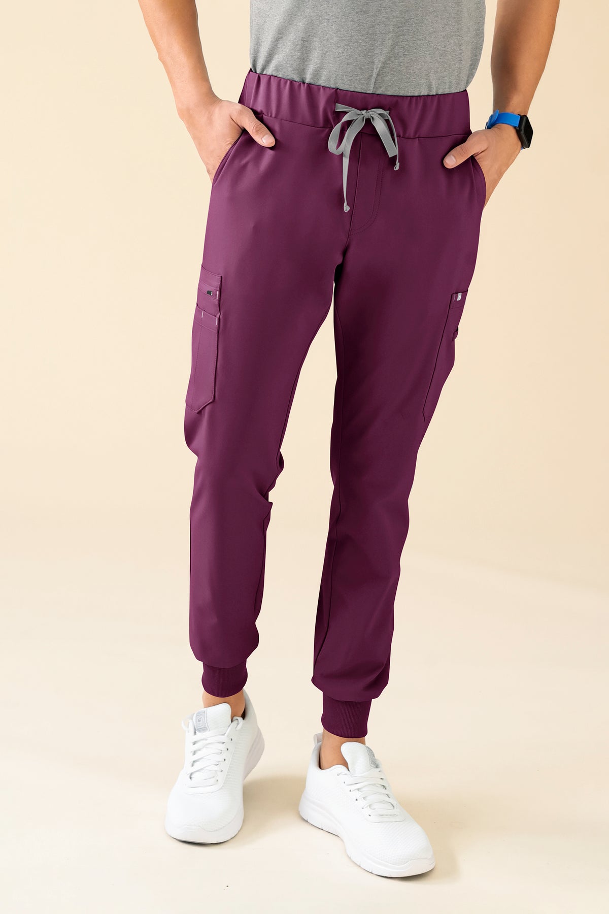 KAERE broek heren - zoom met elastische boord en beenzak pruimen