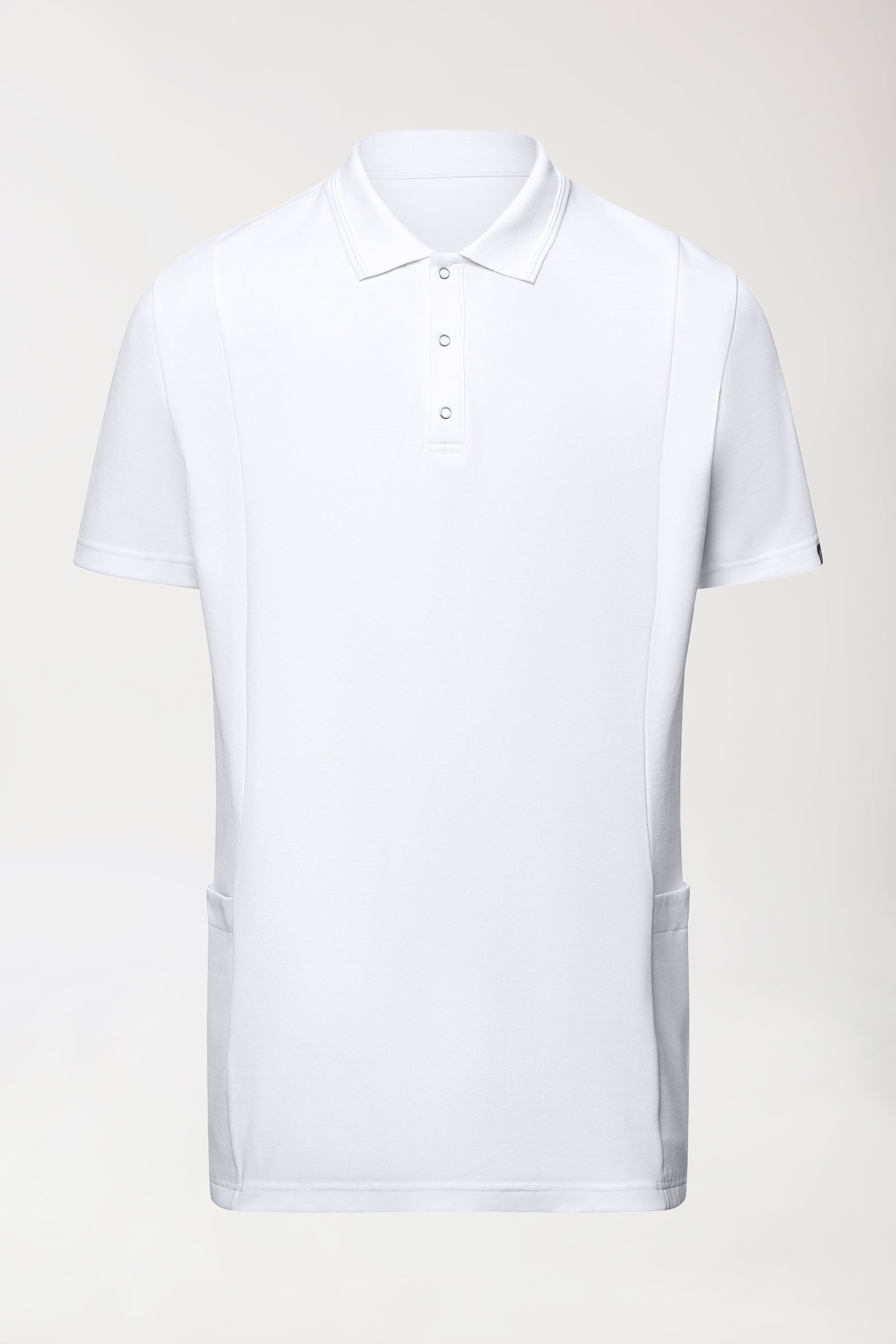 COMFY FLEX Stretch oversteektuniek heren - polokraag wit, Voorzijde view 