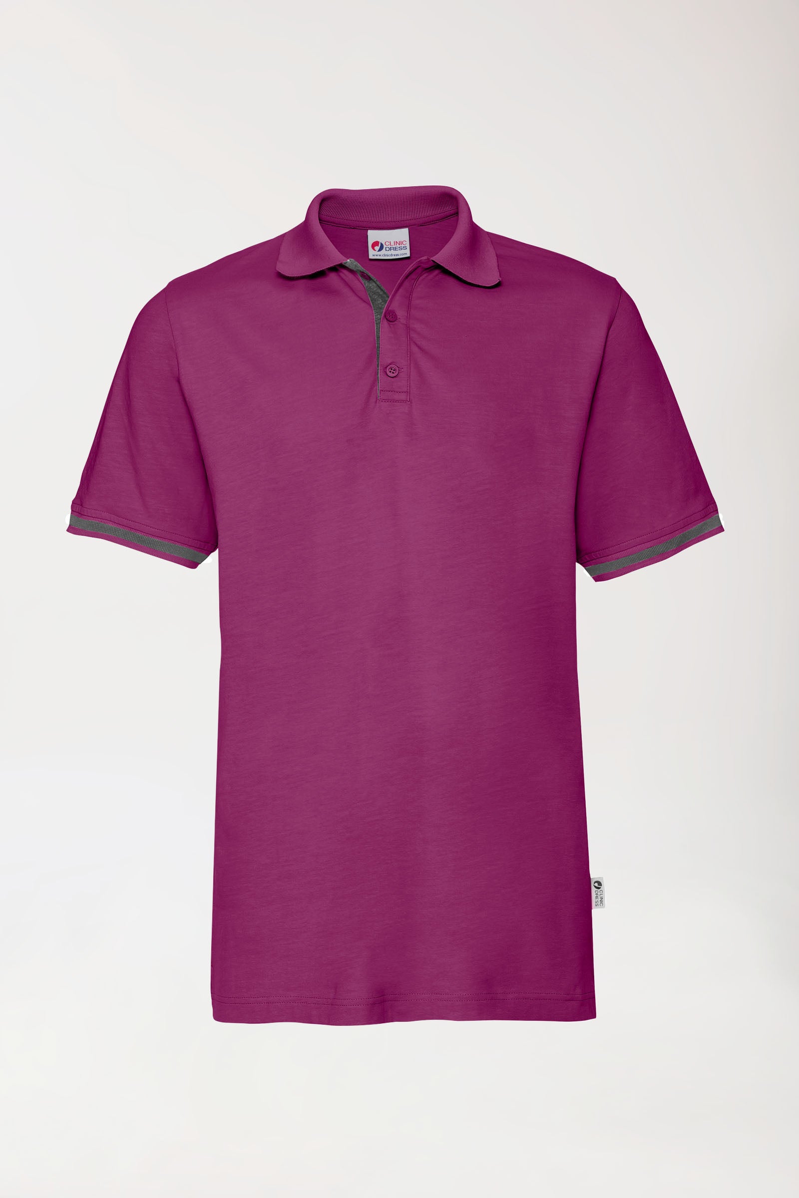 Stretch shirt heren - polokraag berry/donkergrijs melange, Voorzijde view 