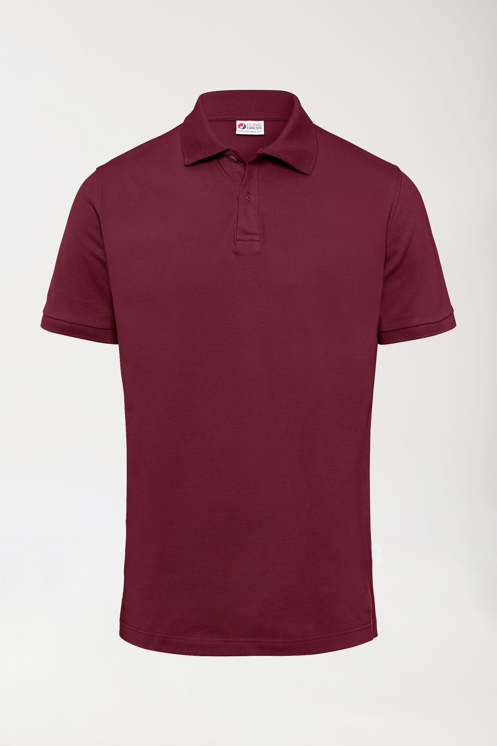 Stretch shirt heren - polokraag bordeaux, Voorzijde view 