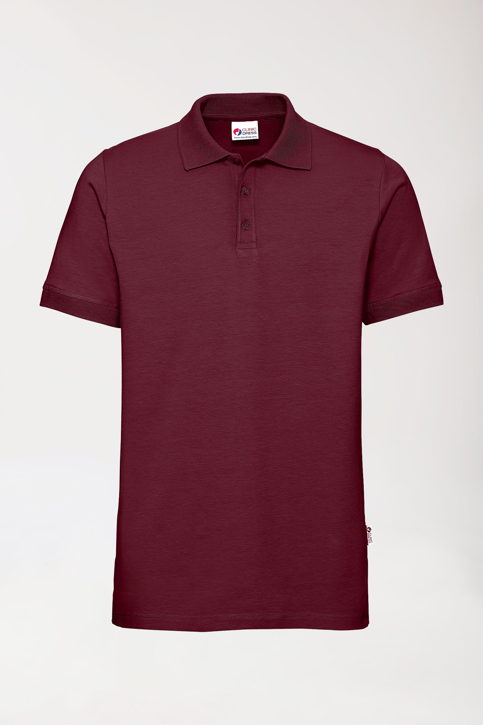 Stretch shirt heren - polokraag-knoopsluiting bordeaux, Voorzijde view 